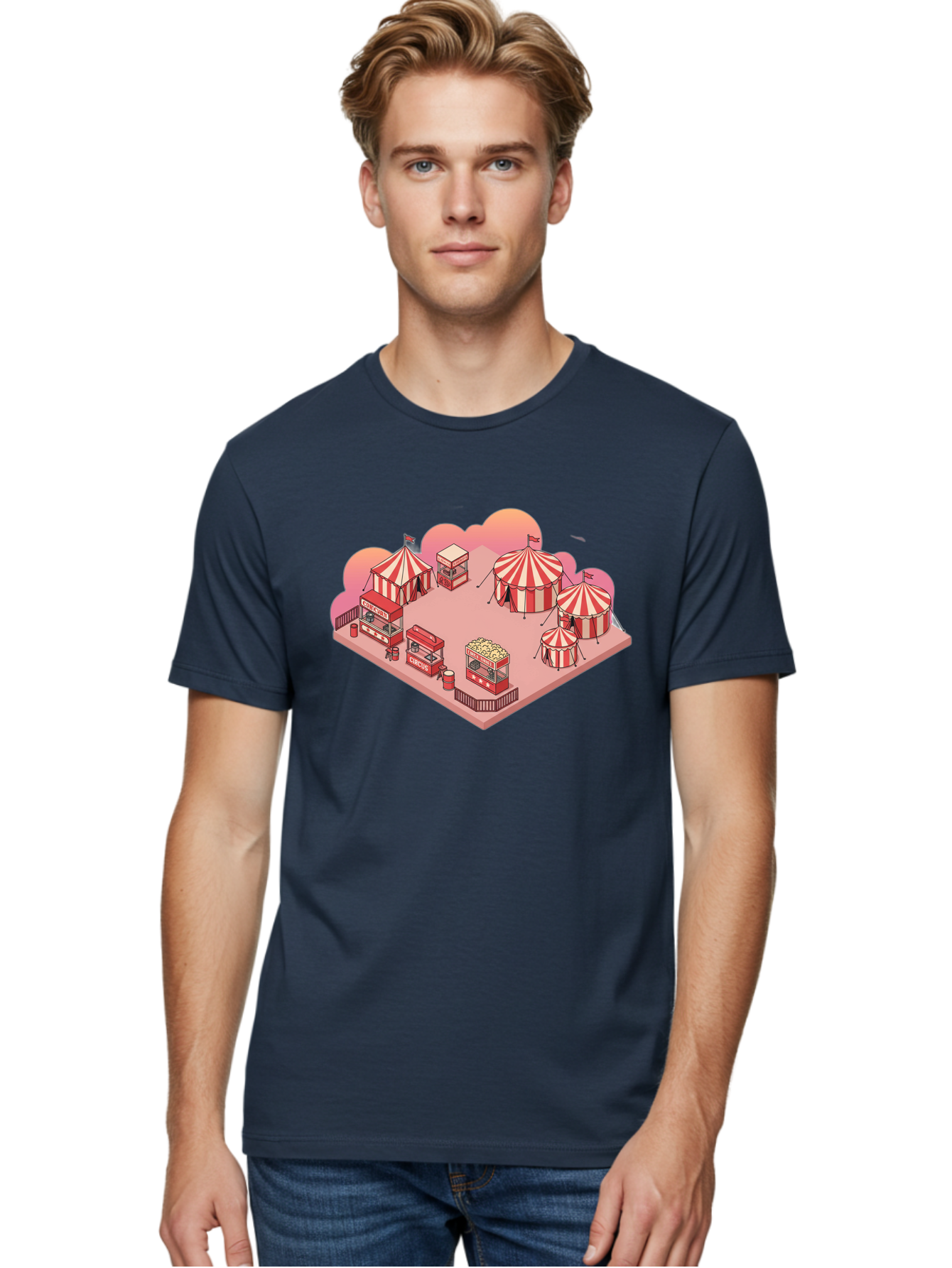 Carnival-Scene-1 Men'S Graphic Tee, 100% Cotton, Comfortable Casual Summer Wear, Machine Washable, Vintage Camera, Old Camera, Antique Camera, Black Camera, Classic Photography, Photography Equipment, Nostalgic Device, Film Camera, Camera Art Baj380