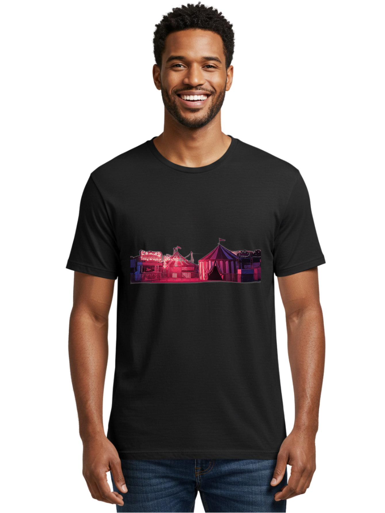 Carnival-Scene-2 Men'S Graphic Tee, 100% Cotton, Comfortable Casual Summer Wear, Machine Washable, Vintage Camera, Old Camera, Antique Camera, Black Camera, Classic Photography, Photography Equipment, Nostalgic Device, Film Camera, Camera Art Baj381