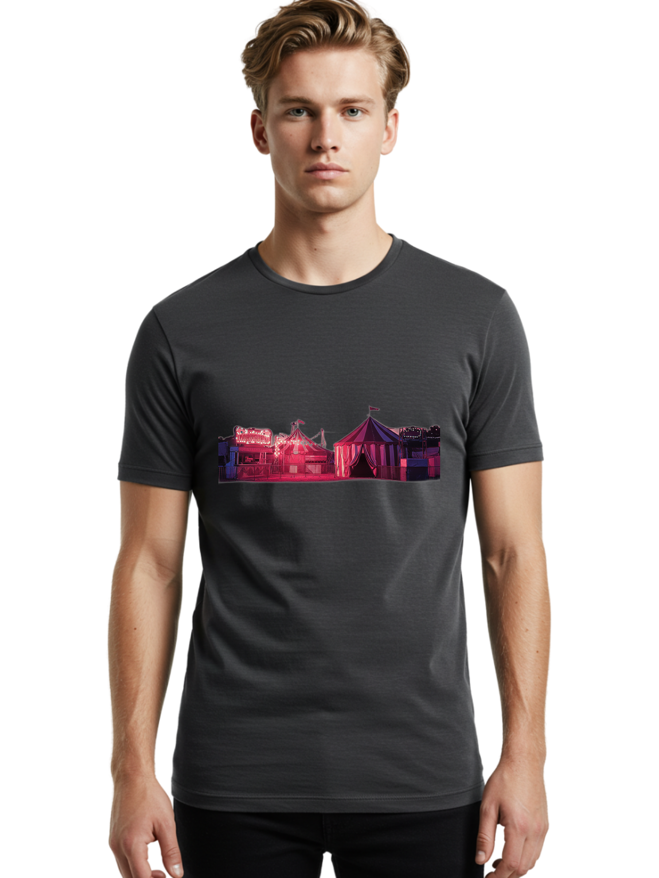 Carnival-Scene-2 Men'S Graphic Tee, 100% Cotton, Comfortable Casual Summer Wear, Machine Washable, Vintage Camera, Old Camera, Antique Camera, Black Camera, Classic Photography, Photography Equipment, Nostalgic Device, Film Camera, Camera Art Baj381