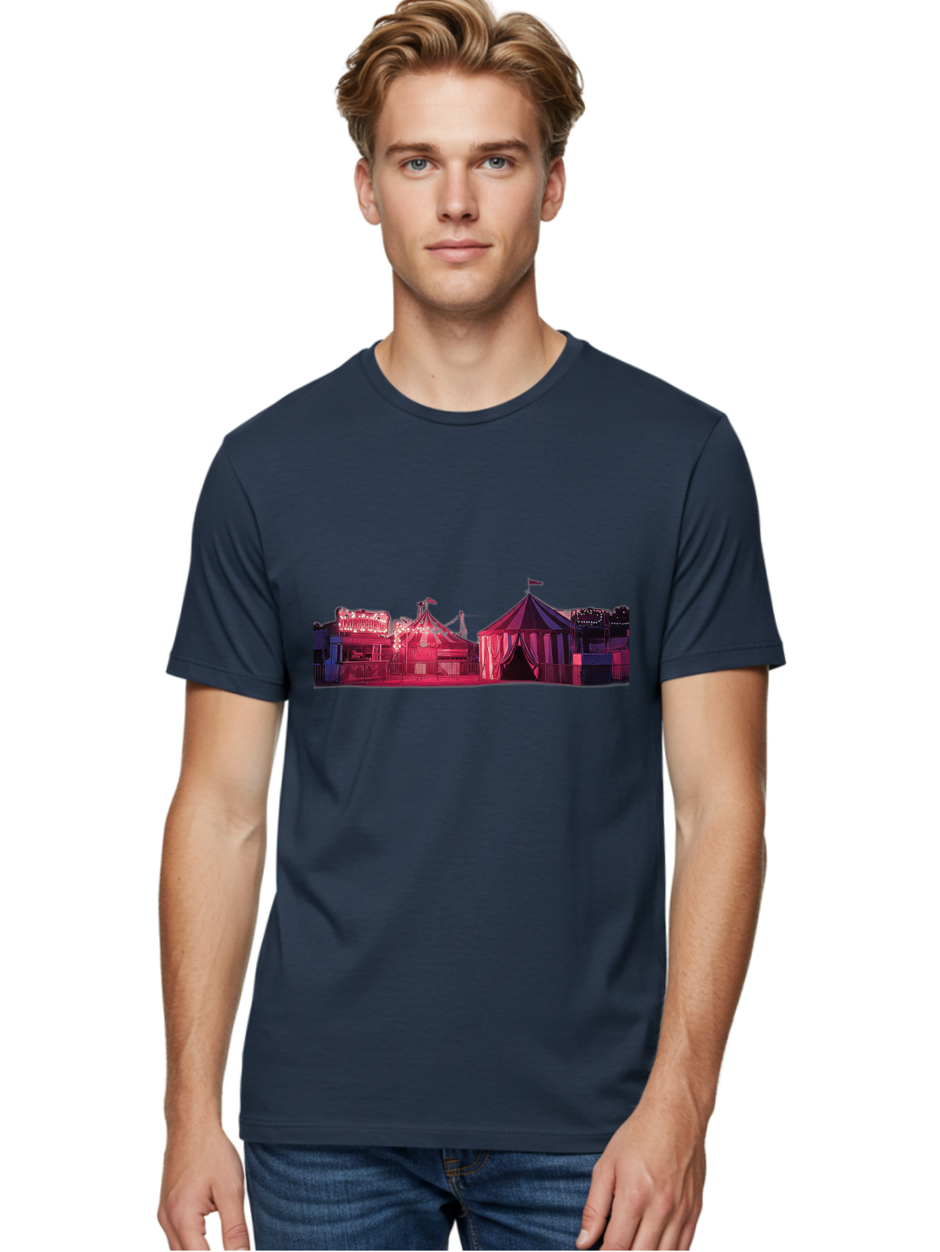 Carnival-Scene-2 Men'S Graphic Tee, 100% Cotton, Comfortable Casual Summer Wear, Machine Washable, Vintage Camera, Old Camera, Antique Camera, Black Camera, Classic Photography, Photography Equipment, Nostalgic Device, Film Camera, Camera Art Baj381