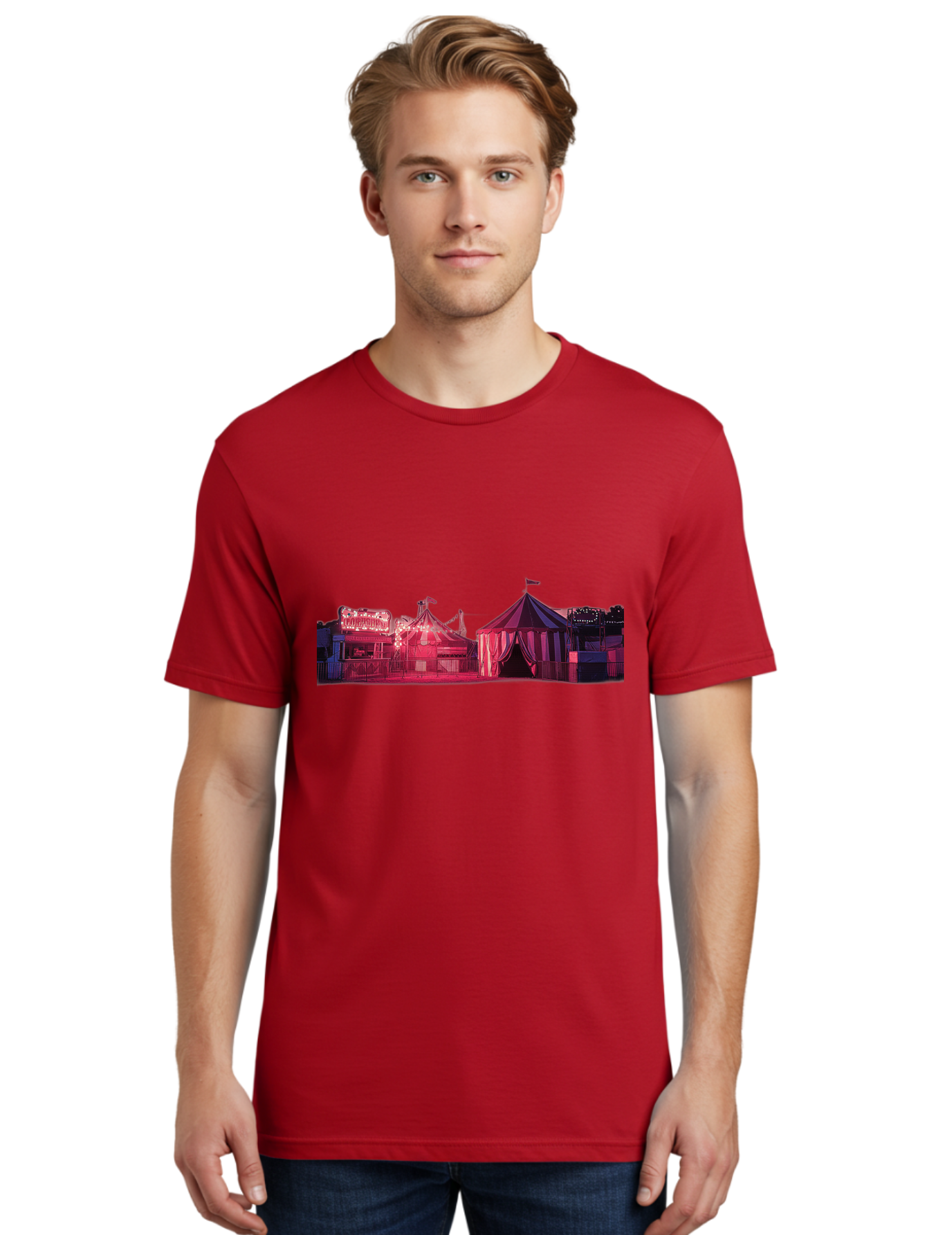 Carnival-Scene-2 Men'S Graphic Tee, 100% Cotton, Comfortable Casual Summer Wear, Machine Washable, Vintage Camera, Old Camera, Antique Camera, Black Camera, Classic Photography, Photography Equipment, Nostalgic Device, Film Camera, Camera Art Baj381