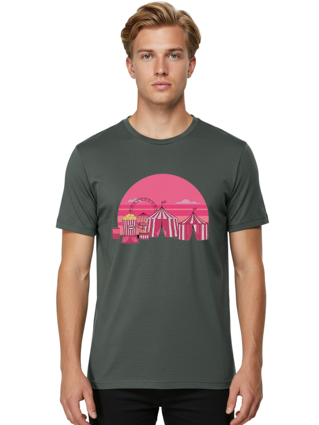 Carnival-Scene Men'S Graphic Tee, 100% Cotton, Comfortable Casual Summer Wear, Machine Washable, Vintage Camera, Old Camera, Antique Camera, Black Camera, Classic Photography, Photography Equipment, Nostalgic Device, Film Camera, Camera Art Baj382