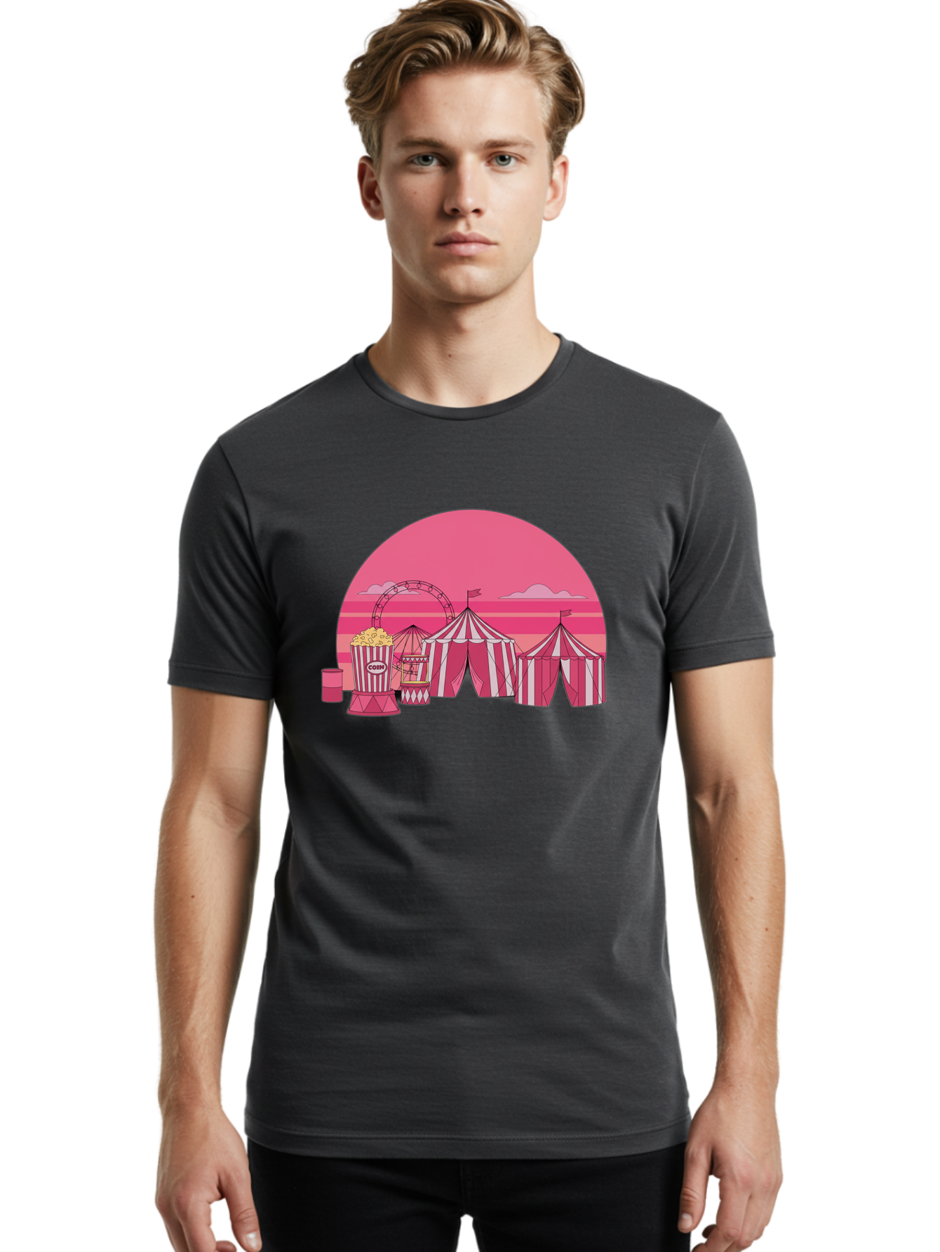 Carnival-Scene Men'S Graphic Tee, 100% Cotton, Comfortable Casual Summer Wear, Machine Washable, Vintage Camera, Old Camera, Antique Camera, Black Camera, Classic Photography, Photography Equipment, Nostalgic Device, Film Camera, Camera Art Baj382