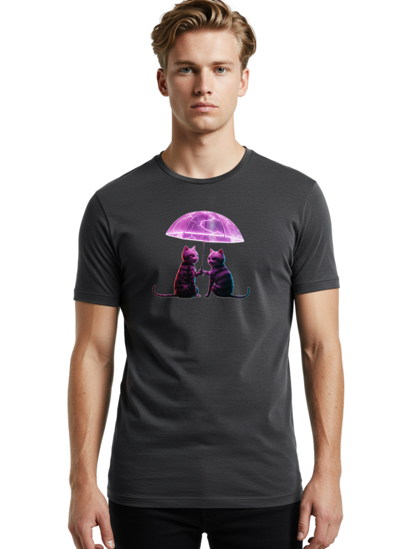 Cats-Under-Electric-Umbrella Men'S Graphic Tee, 100% Cotton, Comfortable Casual Summer Wear, Machine Washable, Vintage Camera, Old Camera, Antique Camera, Black Camera, Classic Photography, Photography Equipment, Nostalgic Device, Film Camera, Baj388