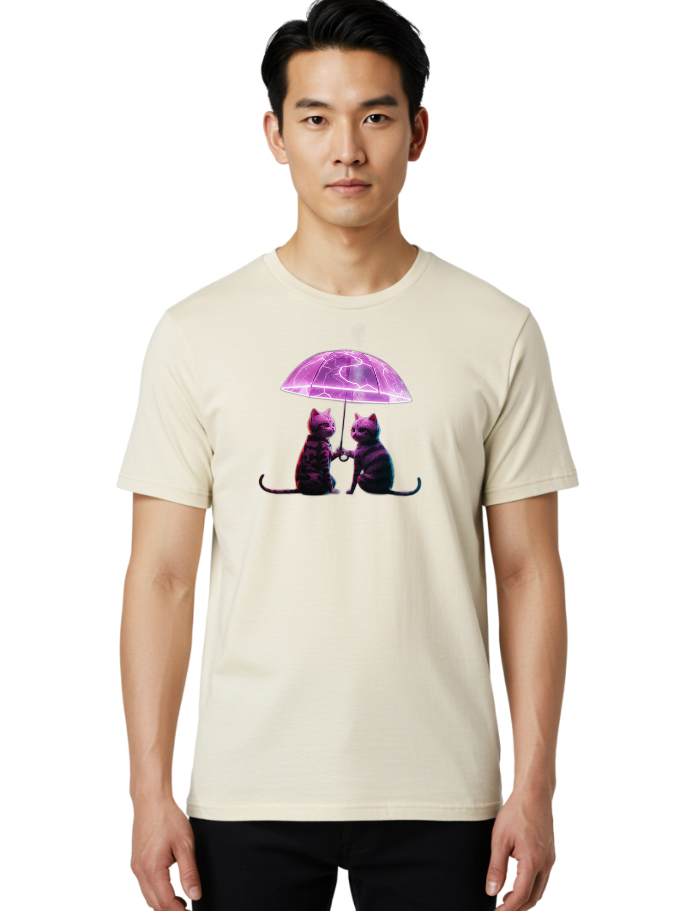 Cats-Under-Electric-Umbrella Men'S Graphic Tee, 100% Cotton, Comfortable Casual Summer Wear, Machine Washable, Vintage Camera, Old Camera, Antique Camera, Black Camera, Classic Photography, Photography Equipment, Nostalgic Device, Film Camera, Baj388