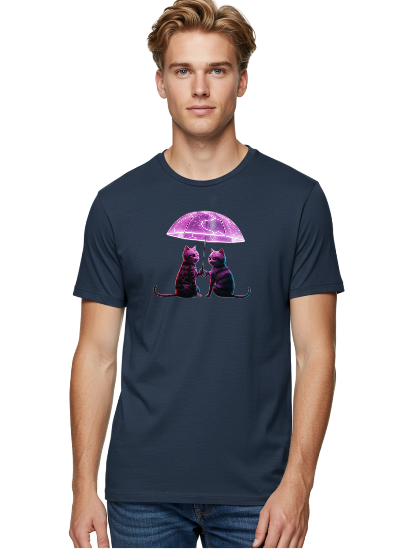 Cats-Under-Electric-Umbrella Men'S Graphic Tee, 100% Cotton, Comfortable Casual Summer Wear, Machine Washable, Vintage Camera, Old Camera, Antique Camera, Black Camera, Classic Photography, Photography Equipment, Nostalgic Device, Film Camera, Baj388