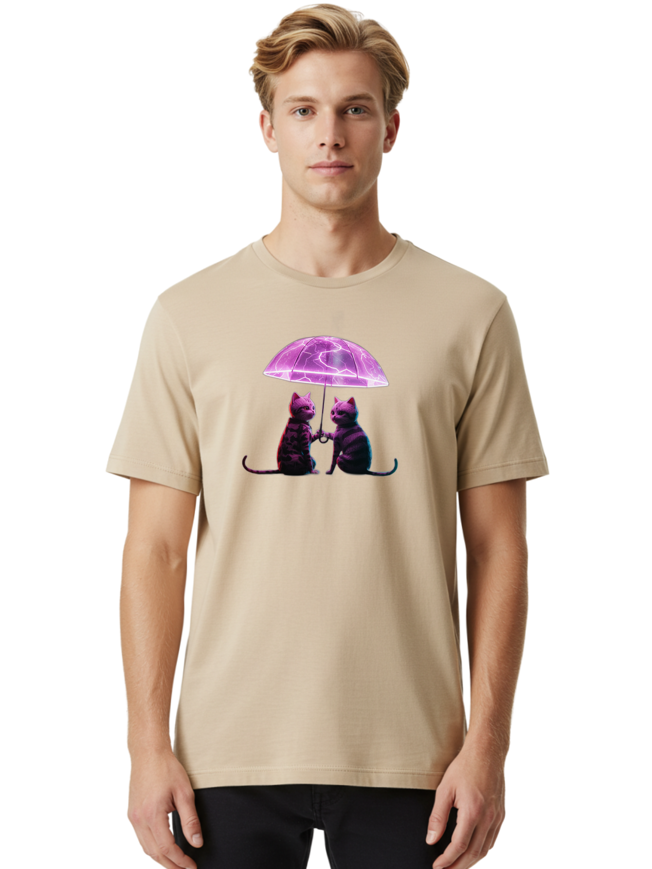 Cats-Under-Electric-Umbrella Men'S Graphic Tee, 100% Cotton, Comfortable Casual Summer Wear, Machine Washable, Vintage Camera, Old Camera, Antique Camera, Black Camera, Classic Photography, Photography Equipment, Nostalgic Device, Film Camera, Baj388