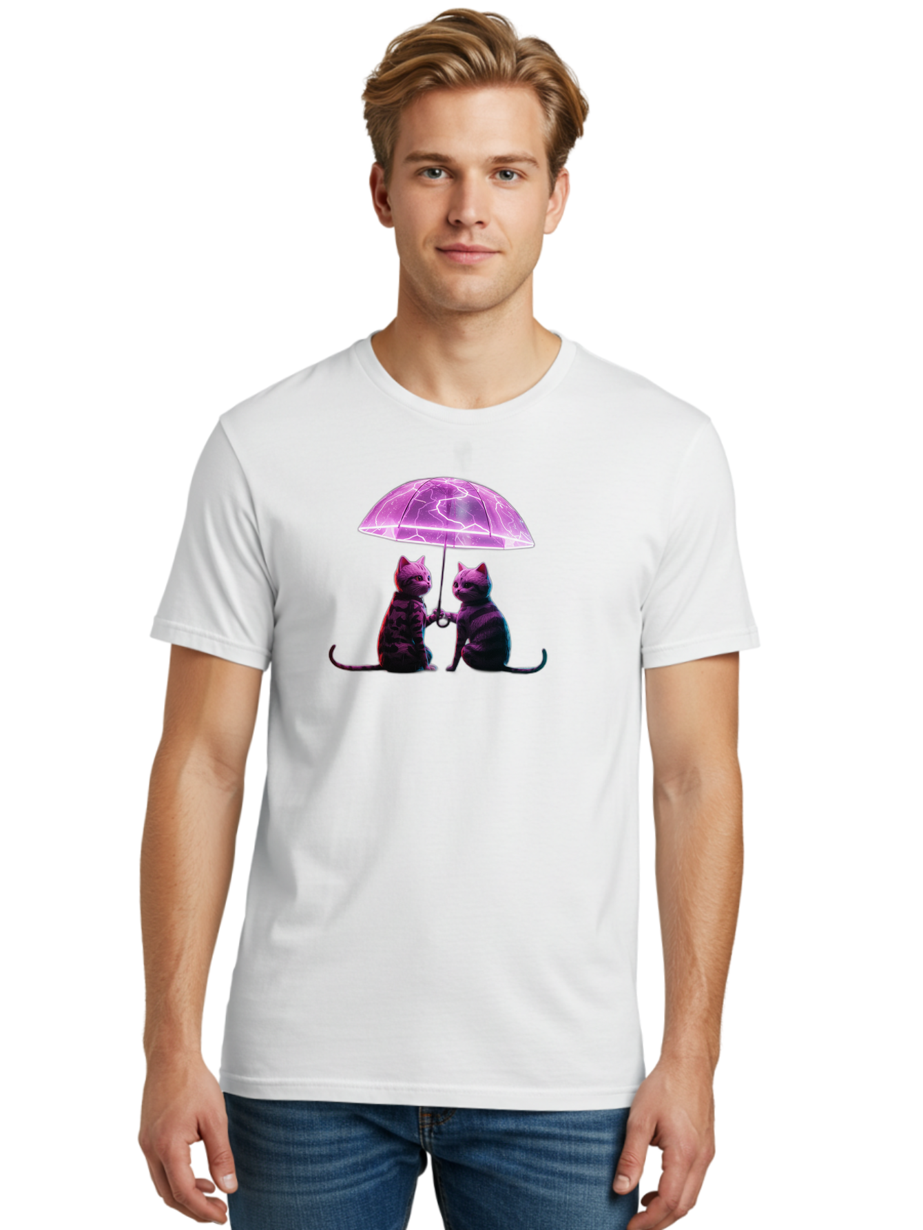 Cats-Under-Electric-Umbrella Men'S Graphic Tee, 100% Cotton, Comfortable Casual Summer Wear, Machine Washable, Vintage Camera, Old Camera, Antique Camera, Black Camera, Classic Photography, Photography Equipment, Nostalgic Device, Film Camera, Baj388