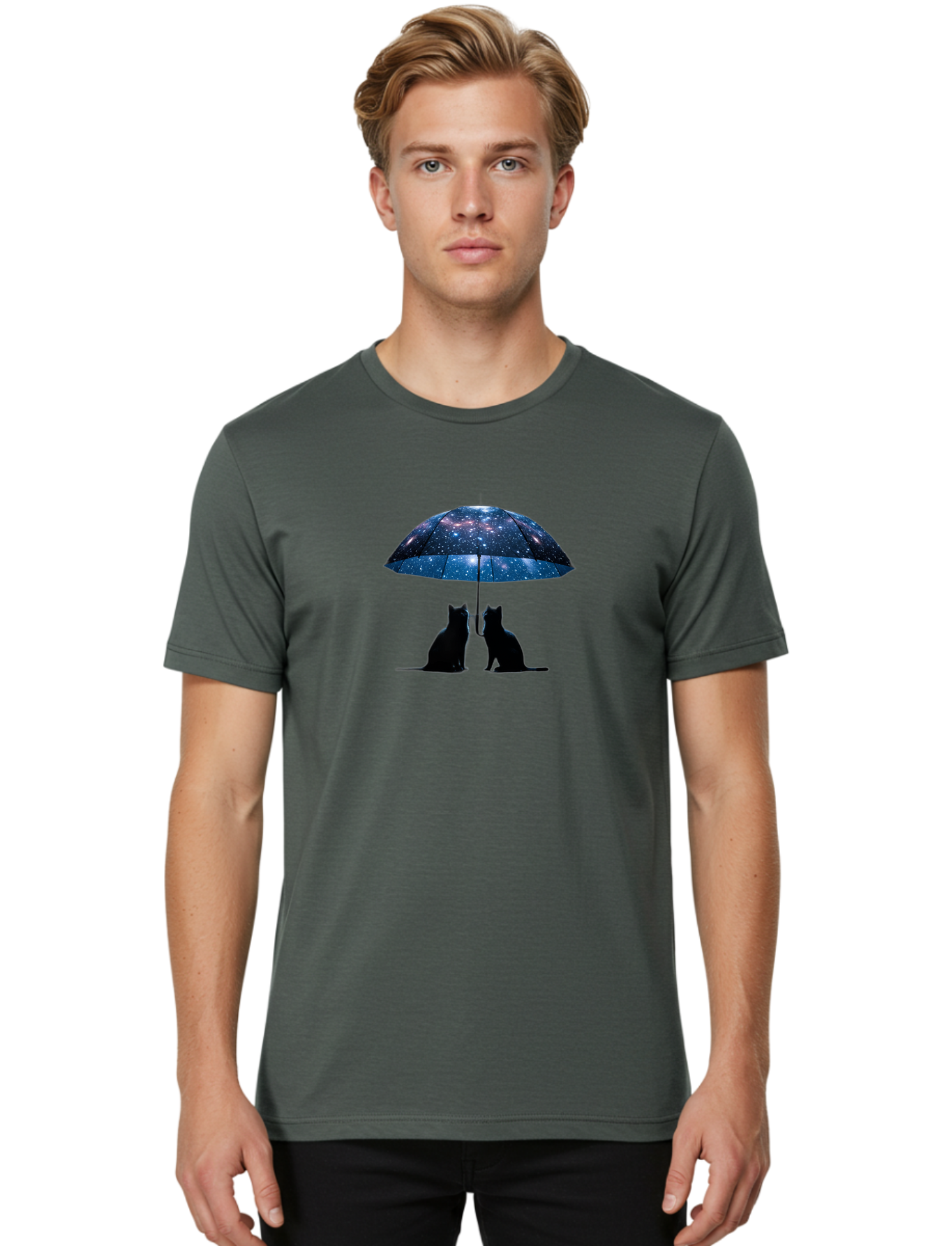 Cats-Under-Galaxy-Umbrella Men'S Graphic Tee, 100% Cotton, Comfortable Casual Summer Wear, Machine Washable, Vintage Camera, Old Camera, Antique Camera, Black Camera, Classic Photography, Photography Equipment, Nostalgic Device, Film Camera, Baj389
