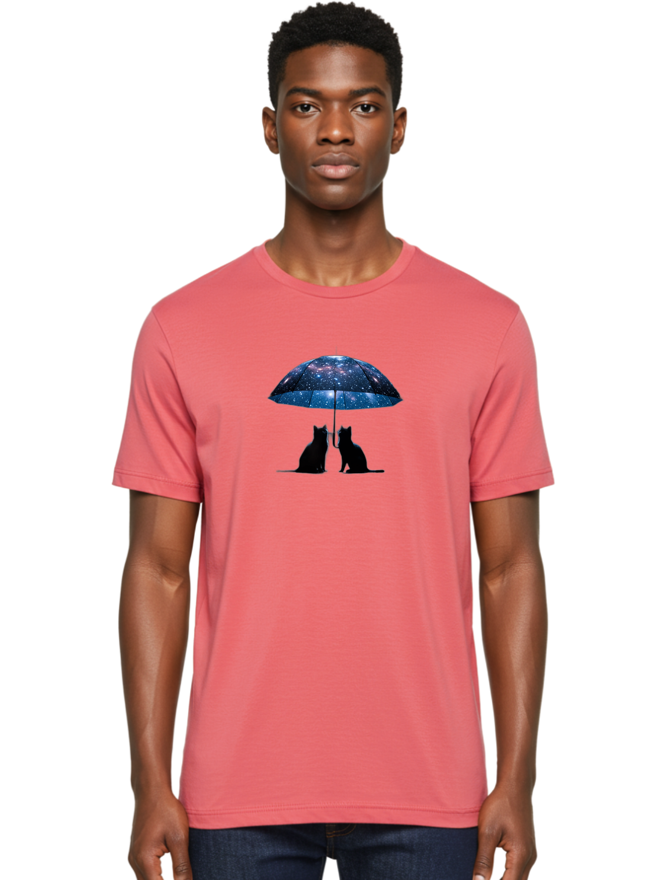 Cats-Under-Galaxy-Umbrella Men'S Graphic Tee, 100% Cotton, Comfortable Casual Summer Wear, Machine Washable, Vintage Camera, Old Camera, Antique Camera, Black Camera, Classic Photography, Photography Equipment, Nostalgic Device, Film Camera, Baj389