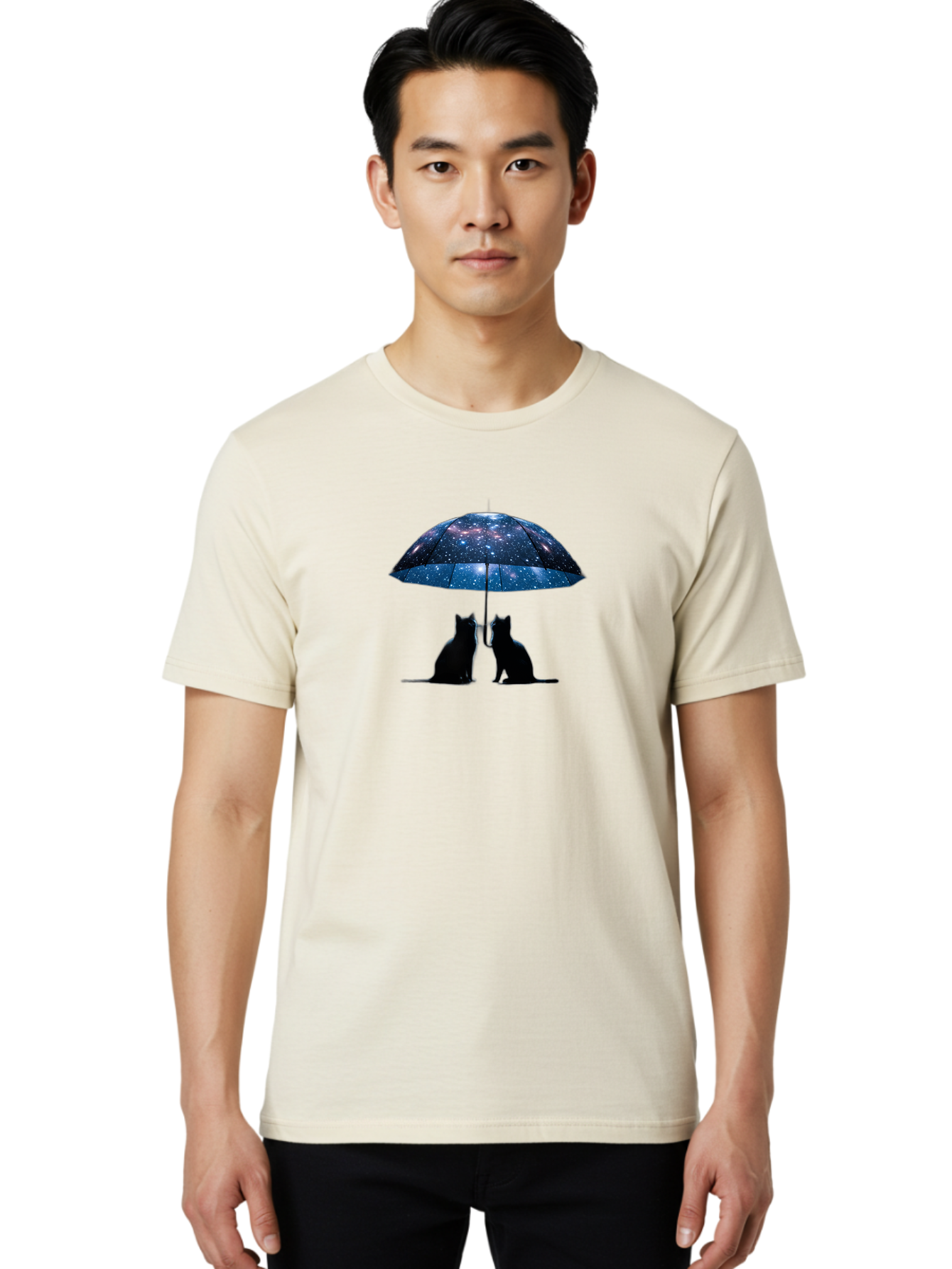 Cats-Under-Galaxy-Umbrella Men'S Graphic Tee, 100% Cotton, Comfortable Casual Summer Wear, Machine Washable, Vintage Camera, Old Camera, Antique Camera, Black Camera, Classic Photography, Photography Equipment, Nostalgic Device, Film Camera, Baj389