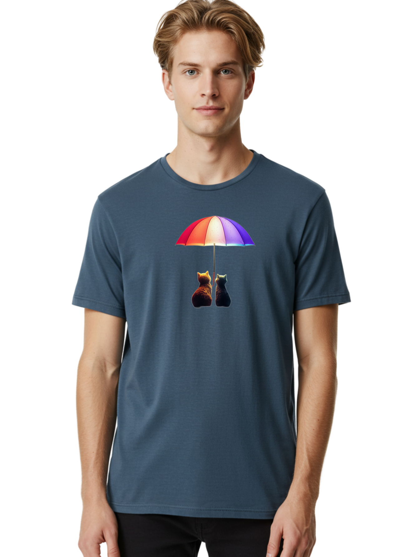 Cats-Under-Umbrella-1 Men'S Graphic Tee, 100% Cotton, Comfortable Casual Summer Wear, Machine Washable, Vintage Camera, Old Camera, Antique Camera, Black Camera, Classic Photography, Photography Equipment, Nostalgic Device, Film Camera, Baj390