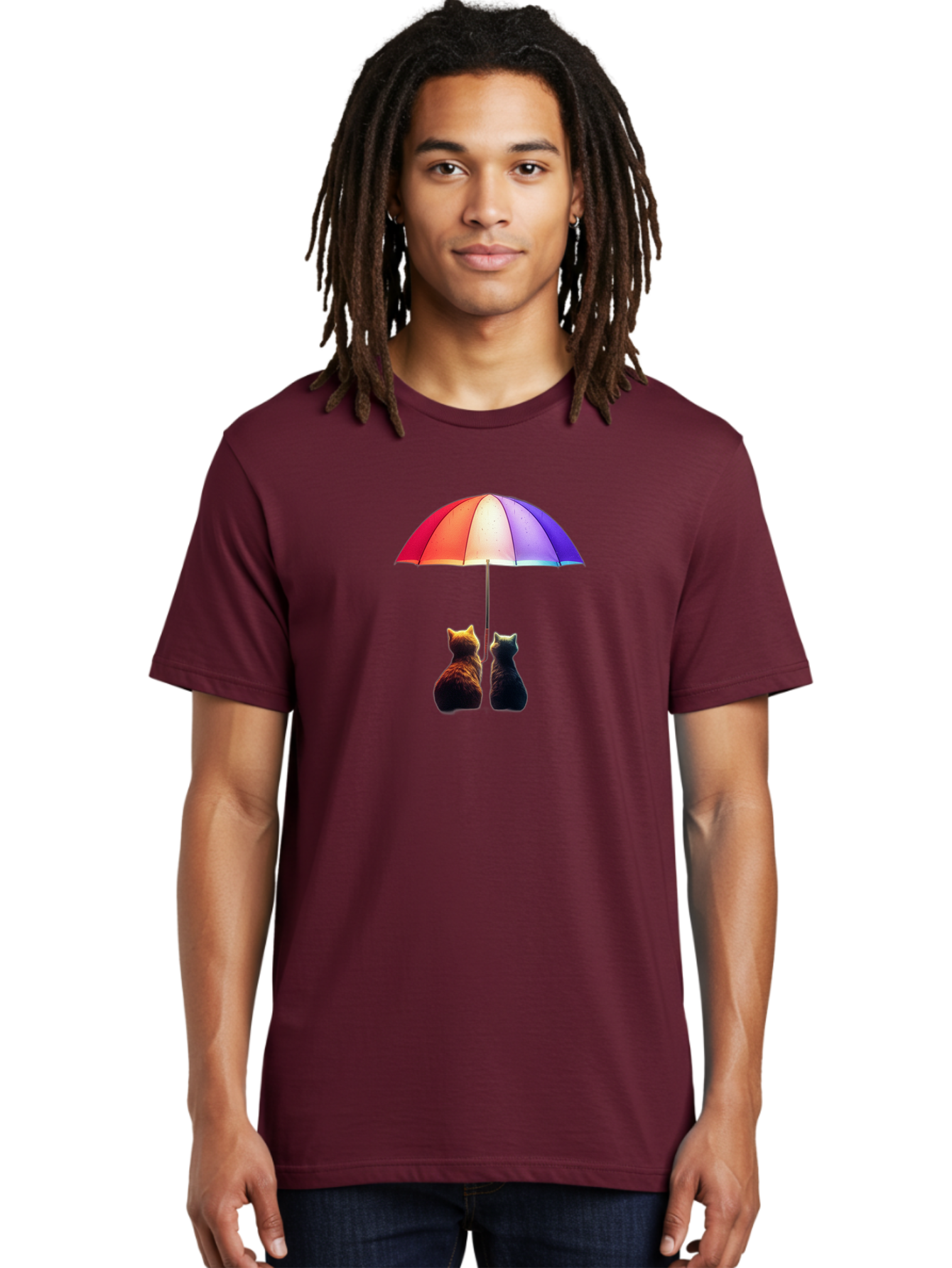 Cats-Under-Umbrella-1 Men'S Graphic Tee, 100% Cotton, Comfortable Casual Summer Wear, Machine Washable, Vintage Camera, Old Camera, Antique Camera, Black Camera, Classic Photography, Photography Equipment, Nostalgic Device, Film Camera, Baj390