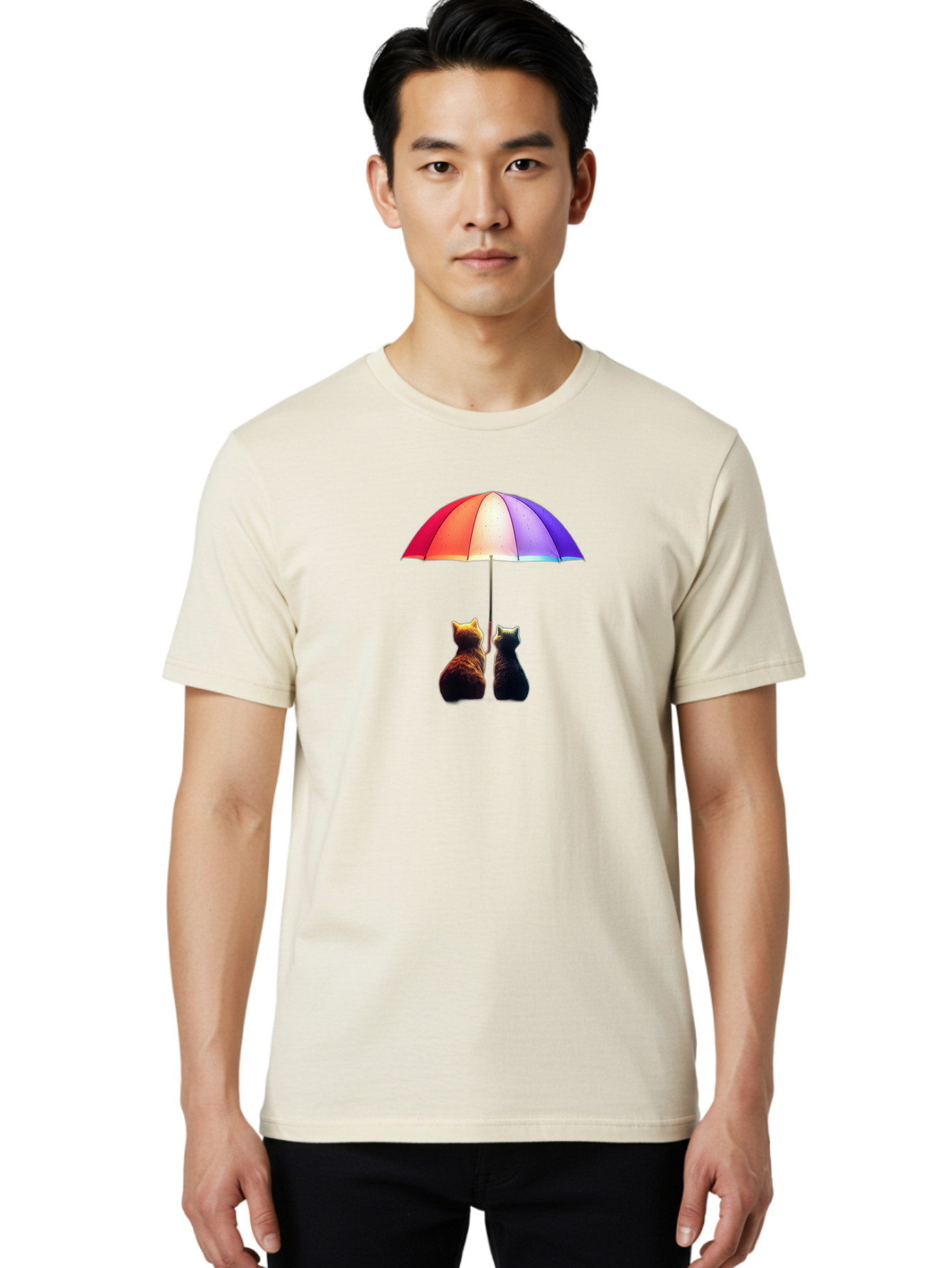 Cats-Under-Umbrella-1 Men'S Graphic Tee, 100% Cotton, Comfortable Casual Summer Wear, Machine Washable, Vintage Camera, Old Camera, Antique Camera, Black Camera, Classic Photography, Photography Equipment, Nostalgic Device, Film Camera, Baj390