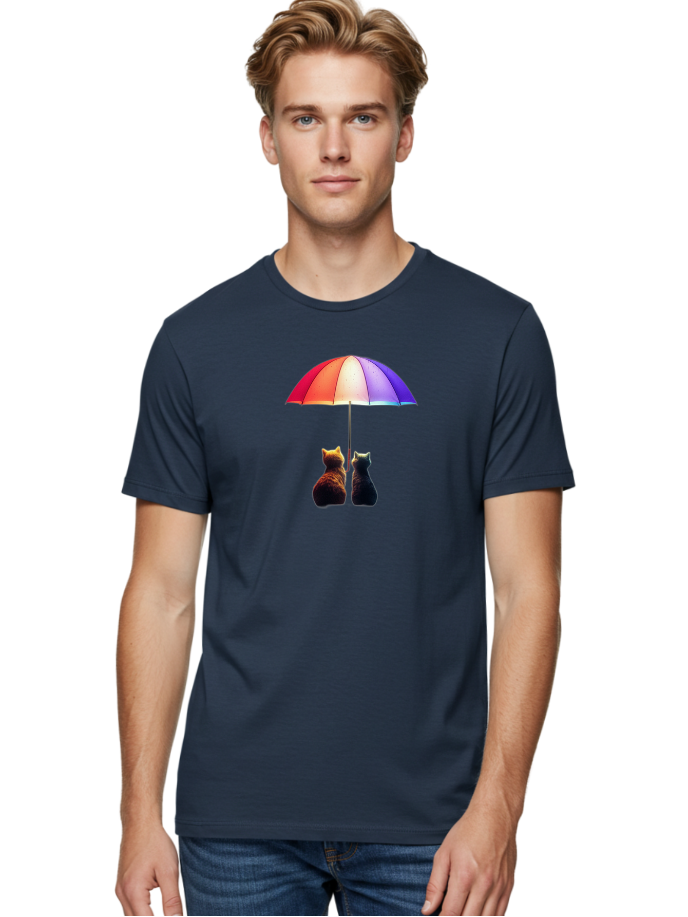 Cats-Under-Umbrella-1 Men'S Graphic Tee, 100% Cotton, Comfortable Casual Summer Wear, Machine Washable, Vintage Camera, Old Camera, Antique Camera, Black Camera, Classic Photography, Photography Equipment, Nostalgic Device, Film Camera, Baj390