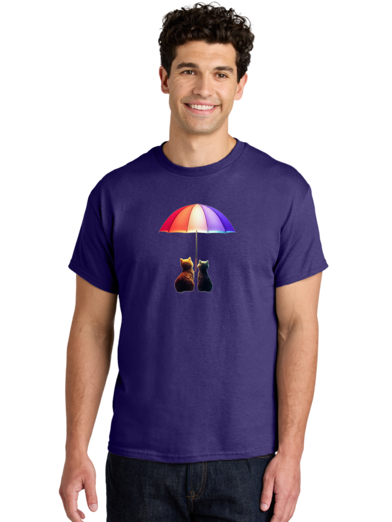 Cats-Under-Umbrella-1 Men'S Graphic Tee, 100% Cotton, Comfortable Casual Summer Wear, Machine Washable, Vintage Camera, Old Camera, Antique Camera, Black Camera, Classic Photography, Photography Equipment, Nostalgic Device, Film Camera, Baj390