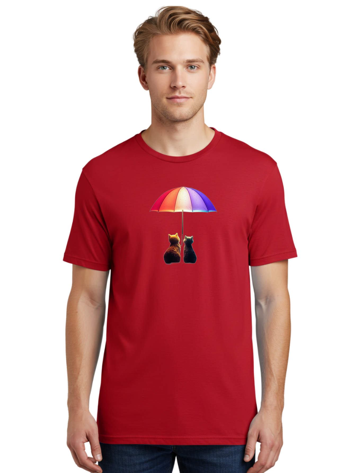 Cats-Under-Umbrella-1 Men'S Graphic Tee, 100% Cotton, Comfortable Casual Summer Wear, Machine Washable, Vintage Camera, Old Camera, Antique Camera, Black Camera, Classic Photography, Photography Equipment, Nostalgic Device, Film Camera, Baj390