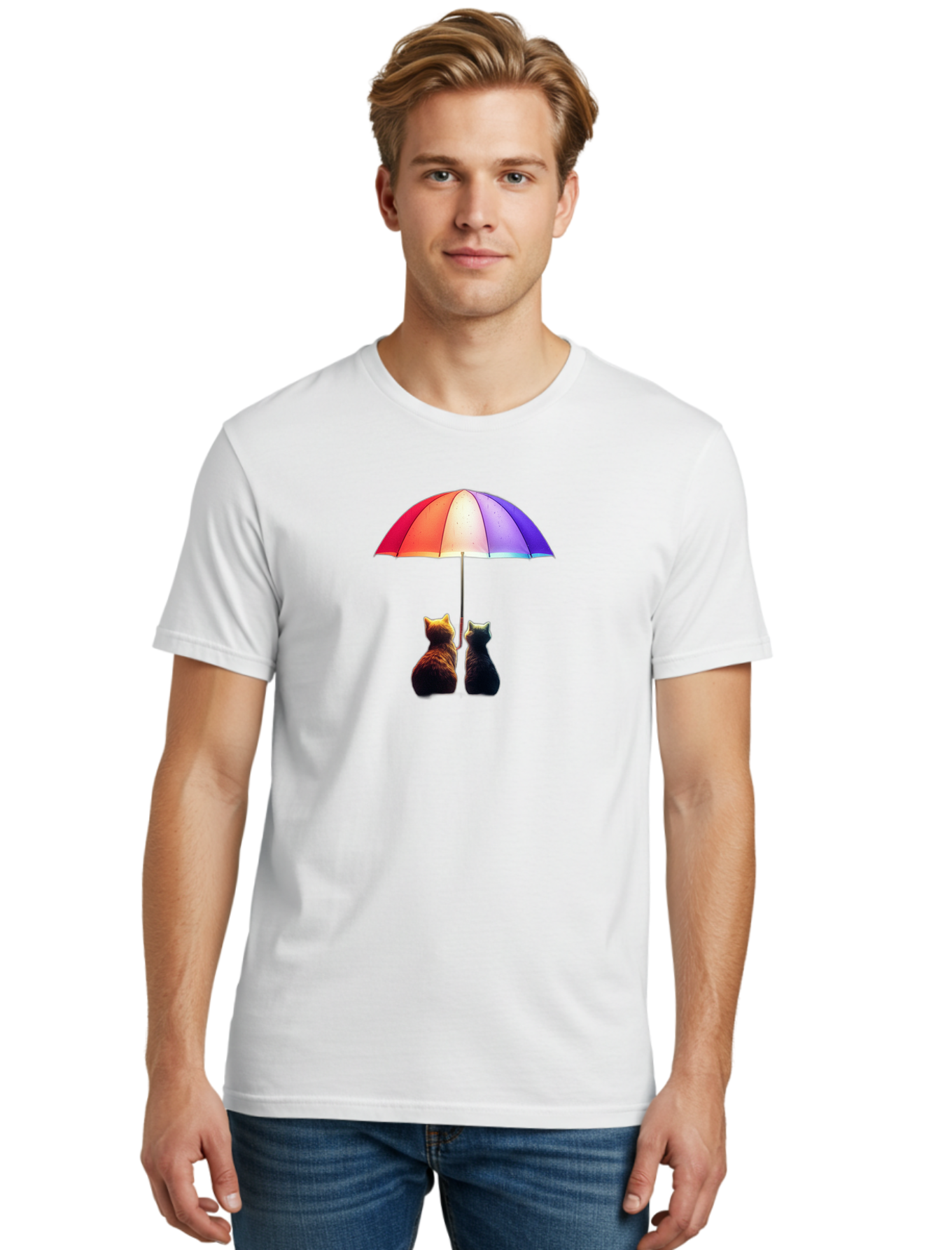 Cats-Under-Umbrella-1 Men'S Graphic Tee, 100% Cotton, Comfortable Casual Summer Wear, Machine Washable, Vintage Camera, Old Camera, Antique Camera, Black Camera, Classic Photography, Photography Equipment, Nostalgic Device, Film Camera, Baj390