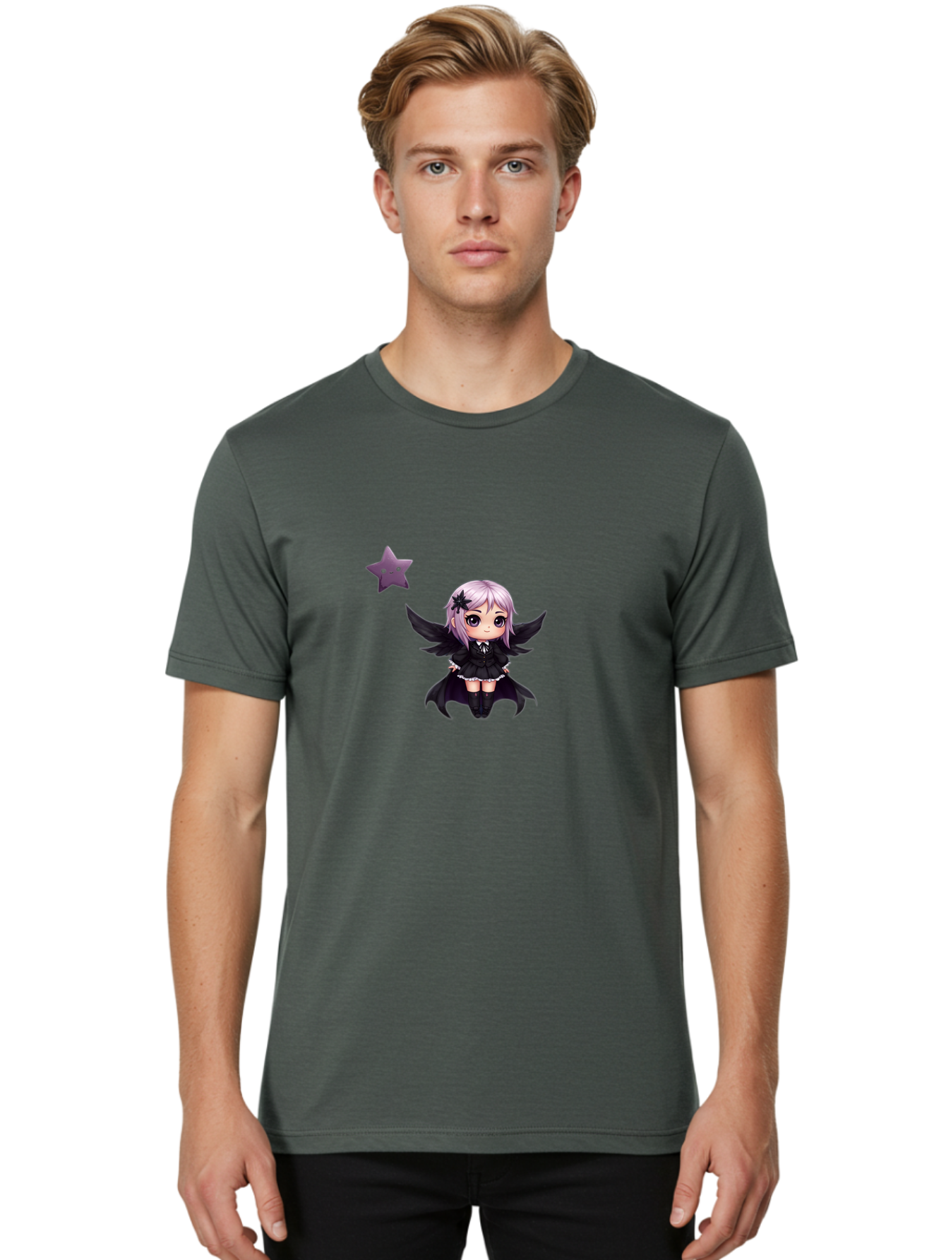 Chibi-Girl-With-Wings Men'S Graphic Tee, 100% Cotton, Comfortable Casual Summer Wear, Machine Washable, Vintage Camera, Old Camera, Antique Camera, Black Camera, Classic Photography, Photography Equipment, Nostalgic Device, Film Camera, Baj392