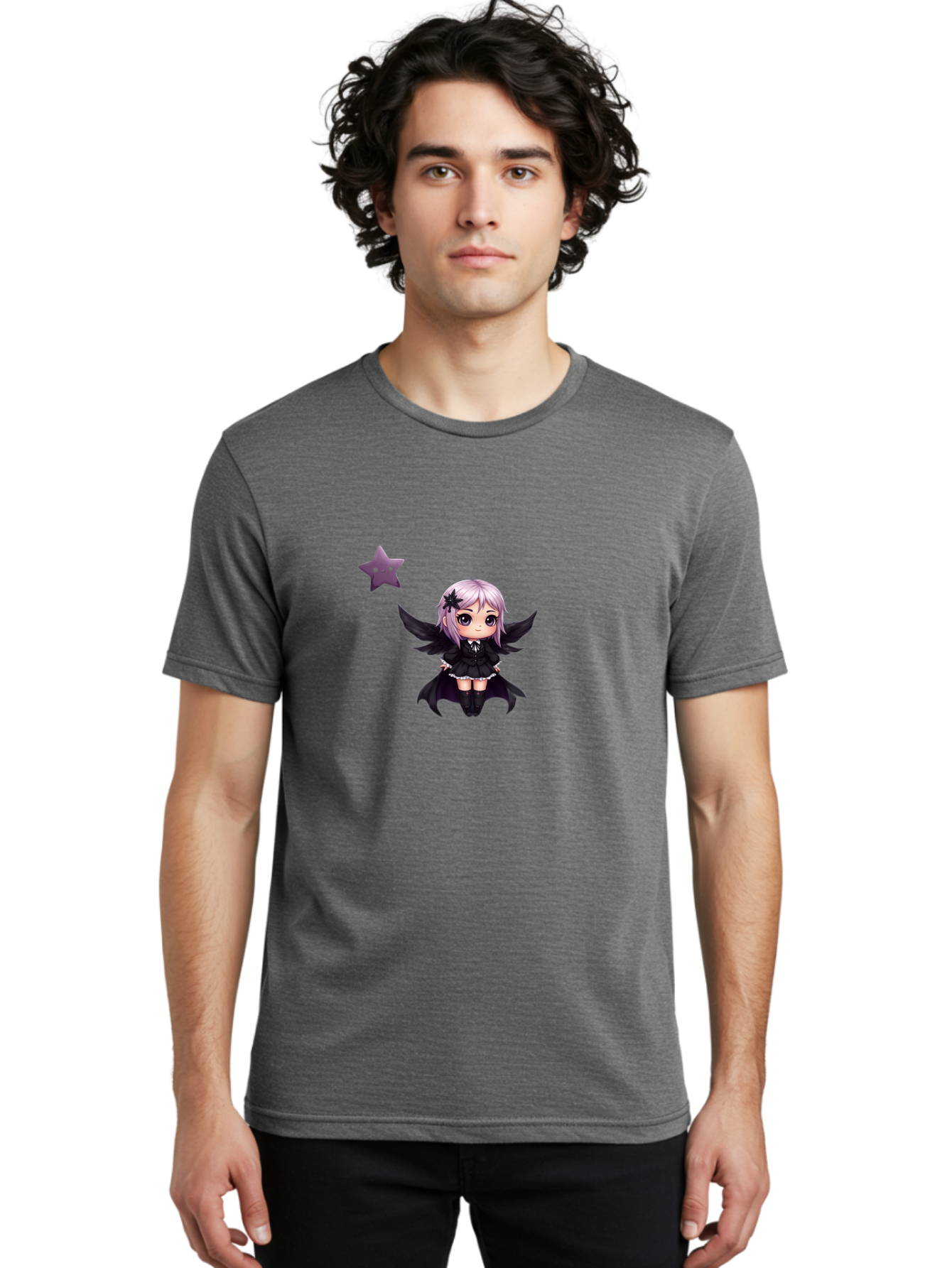 Chibi-Girl-With-Wings Men'S Graphic Tee, 100% Cotton, Comfortable Casual Summer Wear, Machine Washable, Vintage Camera, Old Camera, Antique Camera, Black Camera, Classic Photography, Photography Equipment, Nostalgic Device, Film Camera, Baj392