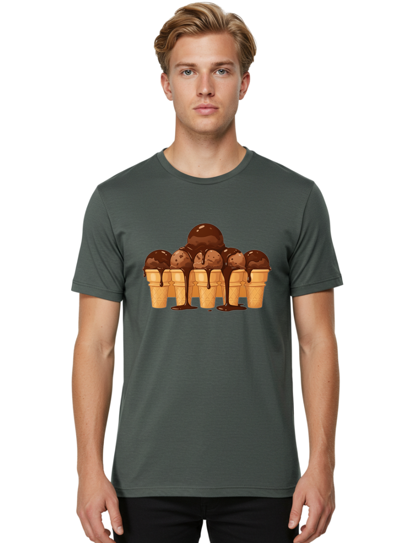 Chocolate-Ice-Cream-Cones-1 Men'S Graphic Tee, 100% Cotton, Comfortable Casual Summer Wear, Machine Washable, Vintage Camera, Old Camera, Antique Camera, Black Camera, Classic Photography, Photography Equipment, Nostalgic Device, Film Camera, Baj393