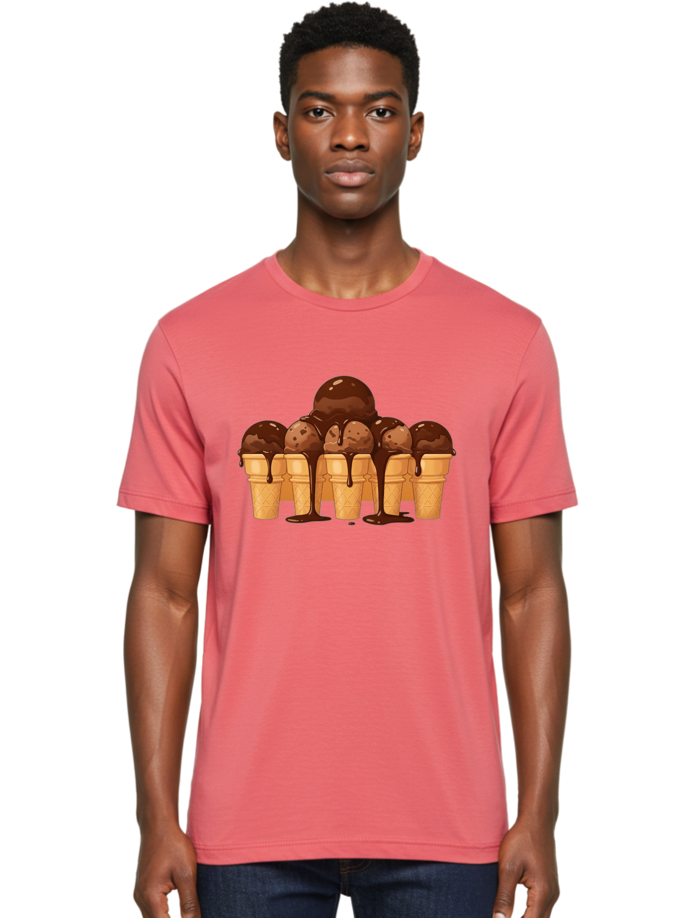 Chocolate-Ice-Cream-Cones-1 Men'S Graphic Tee, 100% Cotton, Comfortable Casual Summer Wear, Machine Washable, Vintage Camera, Old Camera, Antique Camera, Black Camera, Classic Photography, Photography Equipment, Nostalgic Device, Film Camera, Baj393