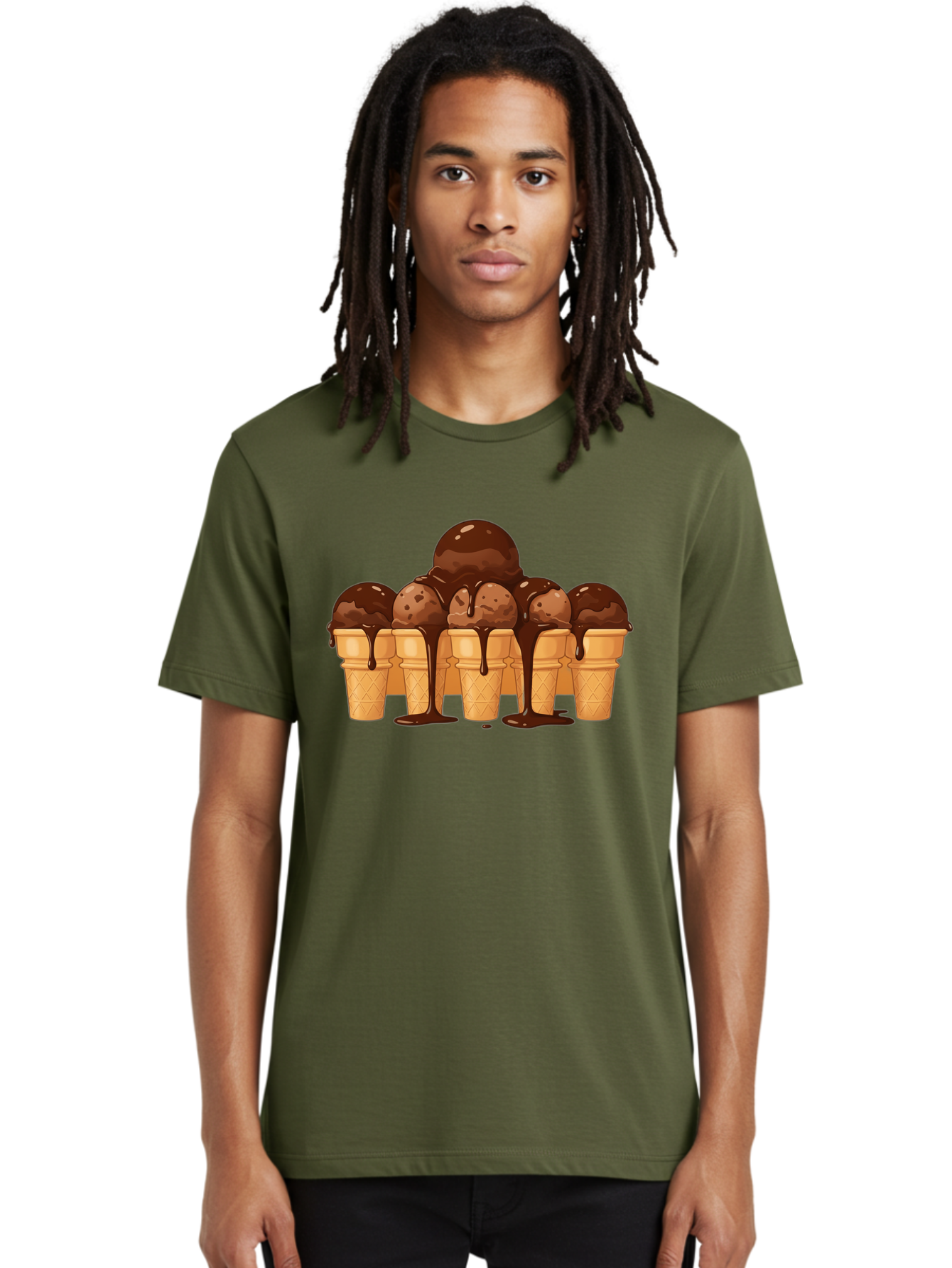 Chocolate-Ice-Cream-Cones-1 Men'S Graphic Tee, 100% Cotton, Comfortable Casual Summer Wear, Machine Washable, Vintage Camera, Old Camera, Antique Camera, Black Camera, Classic Photography, Photography Equipment, Nostalgic Device, Film Camera, Baj393