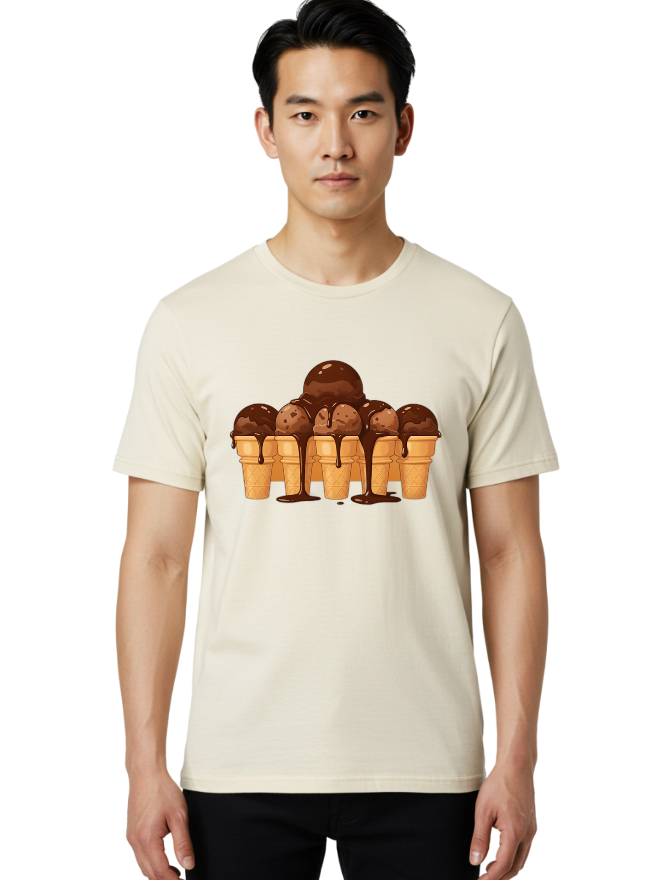 Chocolate-Ice-Cream-Cones-1 Men'S Graphic Tee, 100% Cotton, Comfortable Casual Summer Wear, Machine Washable, Vintage Camera, Old Camera, Antique Camera, Black Camera, Classic Photography, Photography Equipment, Nostalgic Device, Film Camera, Baj393