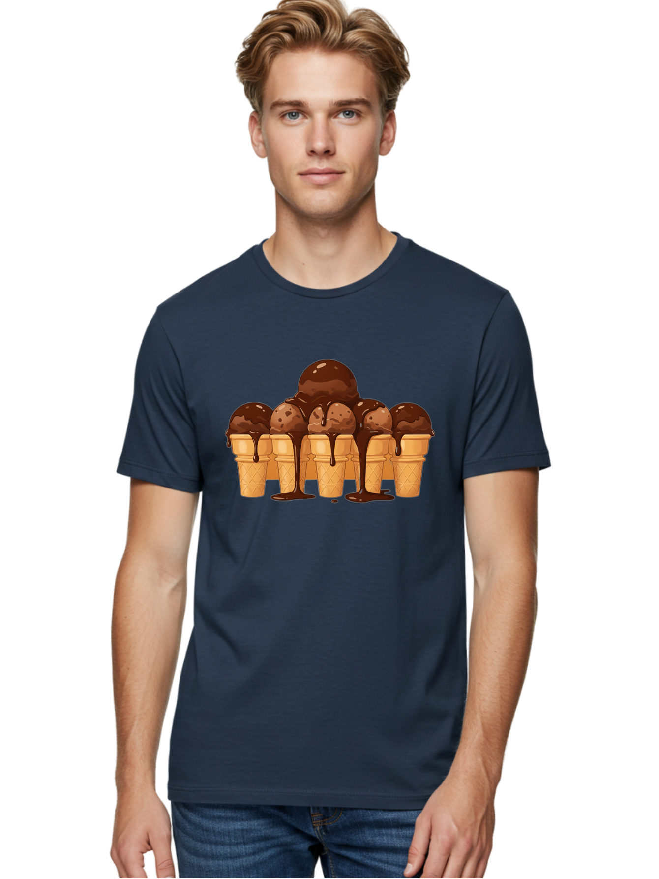 Chocolate-Ice-Cream-Cones-1 Men'S Graphic Tee, 100% Cotton, Comfortable Casual Summer Wear, Machine Washable, Vintage Camera, Old Camera, Antique Camera, Black Camera, Classic Photography, Photography Equipment, Nostalgic Device, Film Camera, Baj393