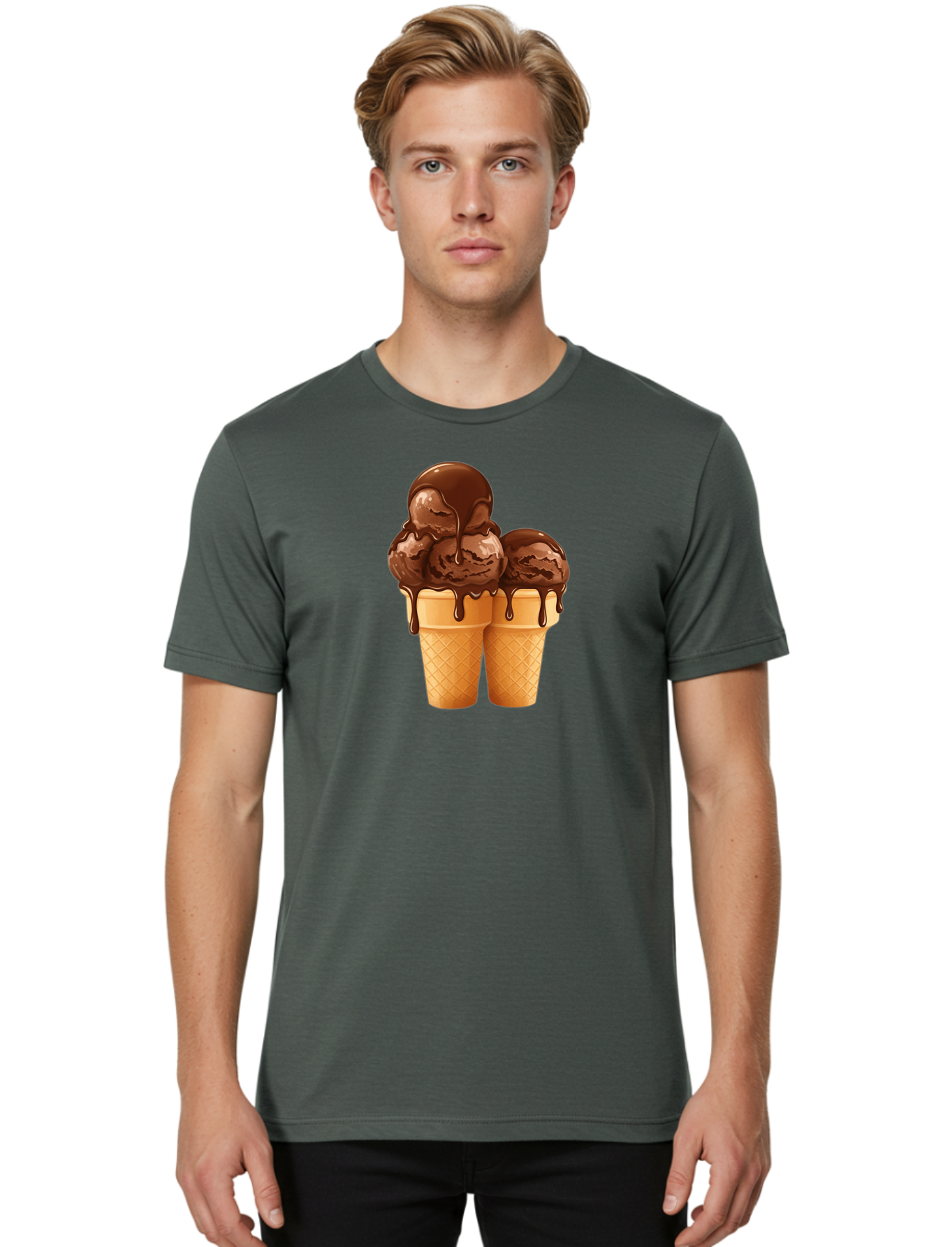 Chocolate-Ice-Cream-Cones Men'S Graphic Tee, 100% Cotton, Comfortable Casual Summer Wear, Machine Washable, Vintage Camera, Old Camera, Antique Camera, Black Camera, Classic Photography, Photography Equipment, Nostalgic Device, Film Camera, Baj394