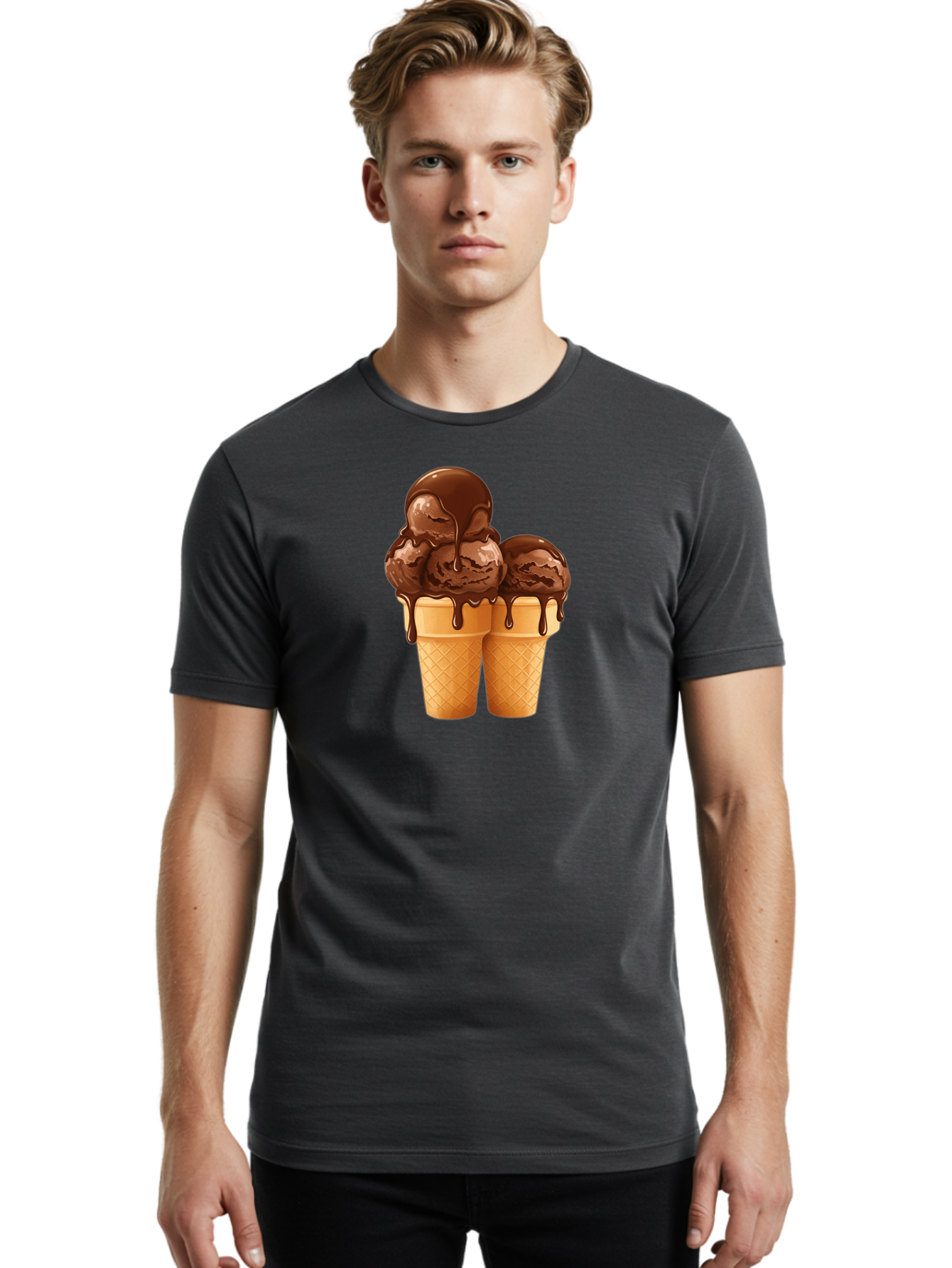 Chocolate-Ice-Cream-Cones Men'S Graphic Tee, 100% Cotton, Comfortable Casual Summer Wear, Machine Washable, Vintage Camera, Old Camera, Antique Camera, Black Camera, Classic Photography, Photography Equipment, Nostalgic Device, Film Camera, Baj394