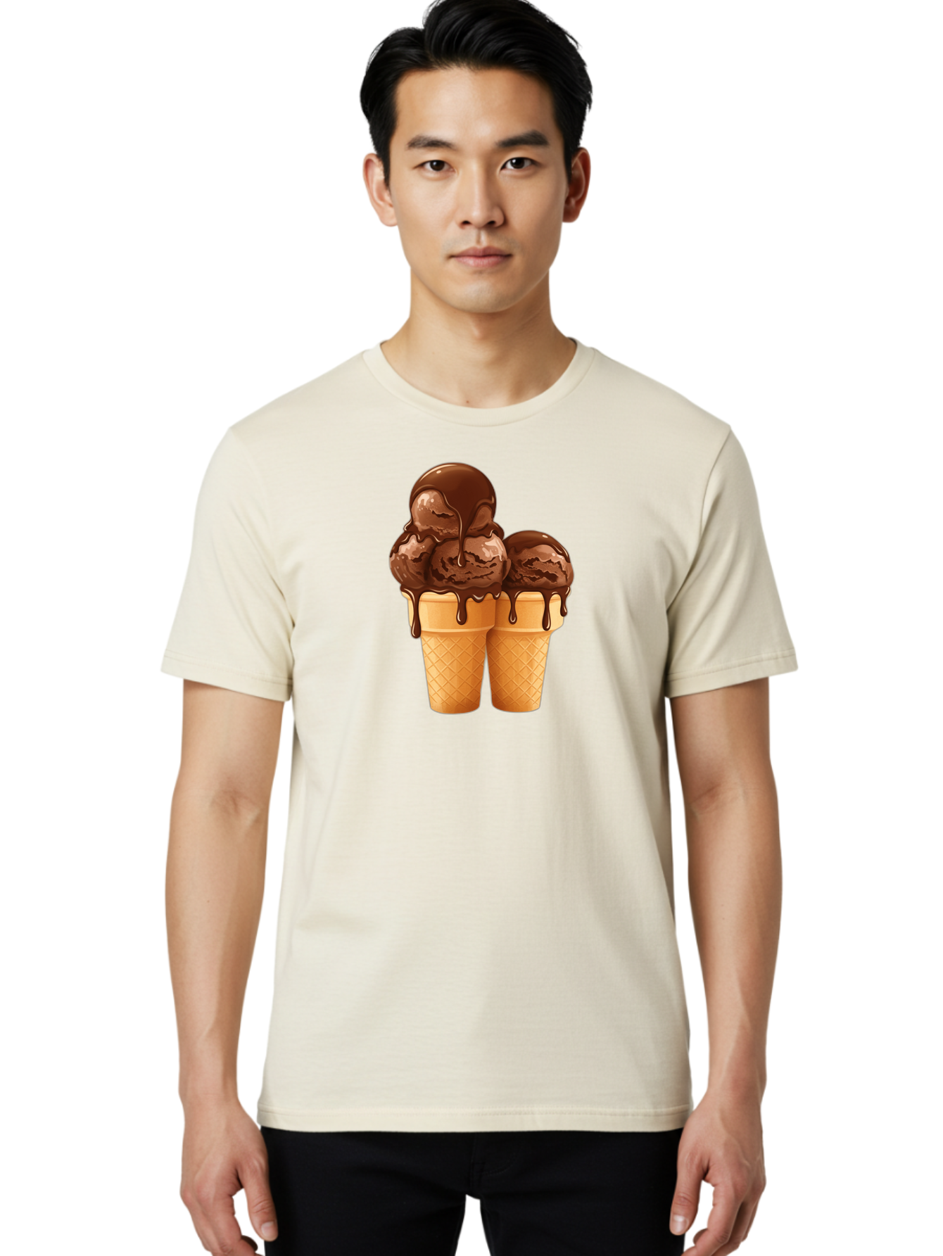 Chocolate-Ice-Cream-Cones Men'S Graphic Tee, 100% Cotton, Comfortable Casual Summer Wear, Machine Washable, Vintage Camera, Old Camera, Antique Camera, Black Camera, Classic Photography, Photography Equipment, Nostalgic Device, Film Camera, Baj394