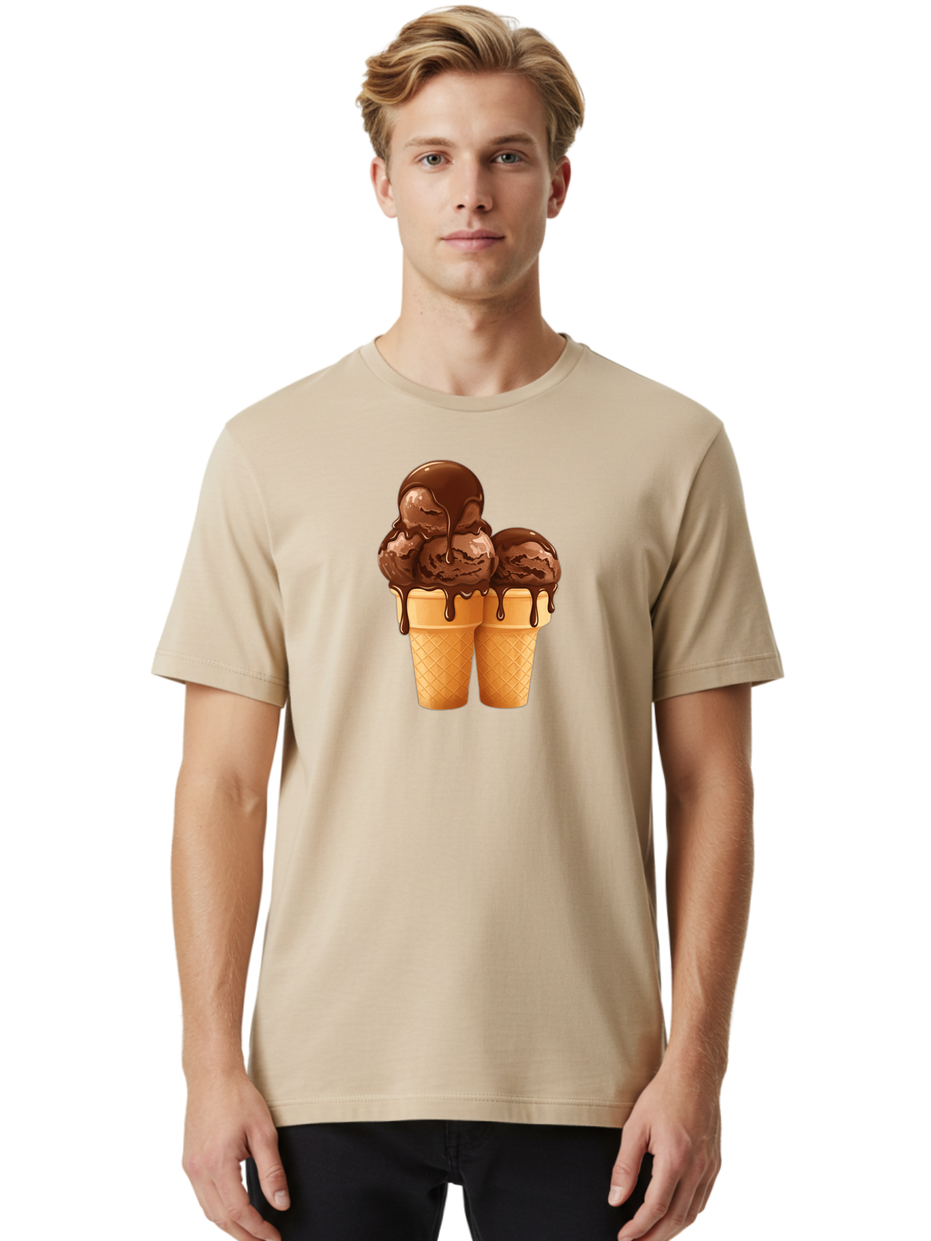 Chocolate-Ice-Cream-Cones Men'S Graphic Tee, 100% Cotton, Comfortable Casual Summer Wear, Machine Washable, Vintage Camera, Old Camera, Antique Camera, Black Camera, Classic Photography, Photography Equipment, Nostalgic Device, Film Camera, Baj394