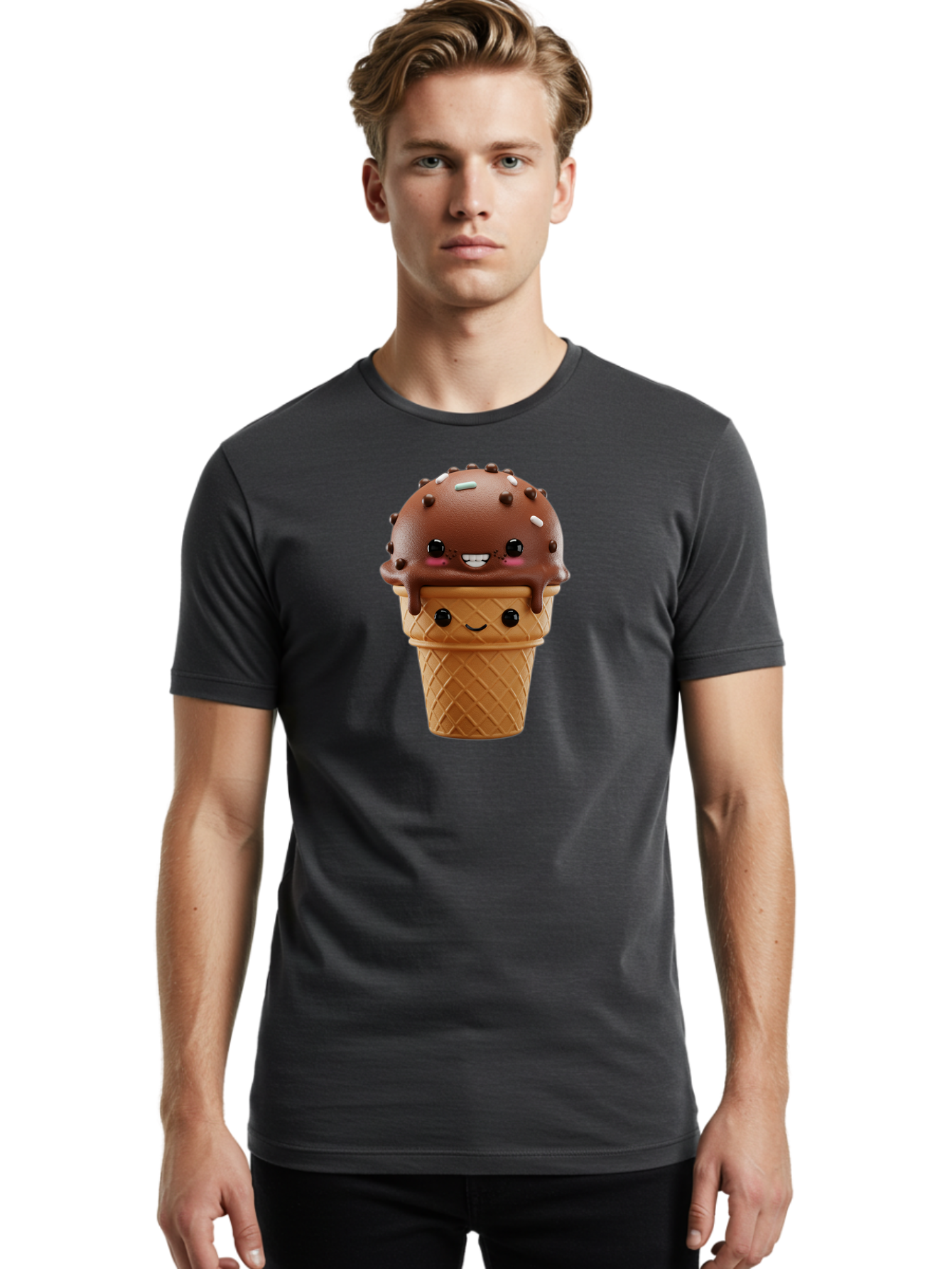 Chocolate-Ice-Cream Men'S Graphic Tee, 100% Cotton, Comfortable Casual Summer Wear, Machine Washable, Vintage Camera, Old Camera, Antique Camera, Black Camera, Classic Photography, Photography Equipment, Nostalgic Device, Film Camera, Baj395