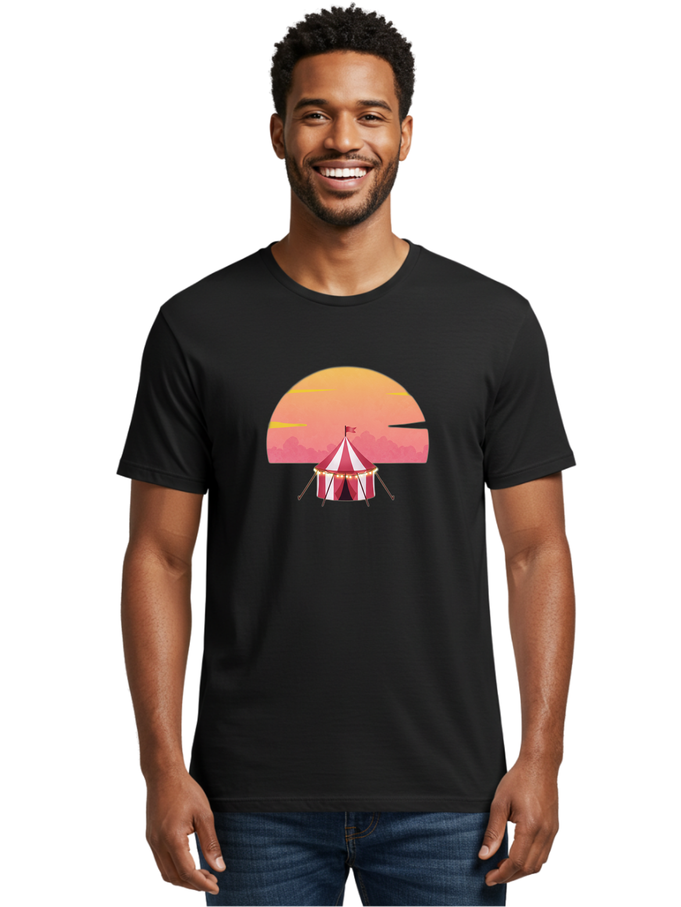Circus-Tent-At-Sunset Men'S Graphic Tee, 100% Cotton, Comfortable Casual Summer Wear, Machine Washable, Vintage Camera, Old Camera, Antique Camera, Black Camera, Classic Photography, Photography Equipment, Nostalgic Device, Film Camera, Baj403