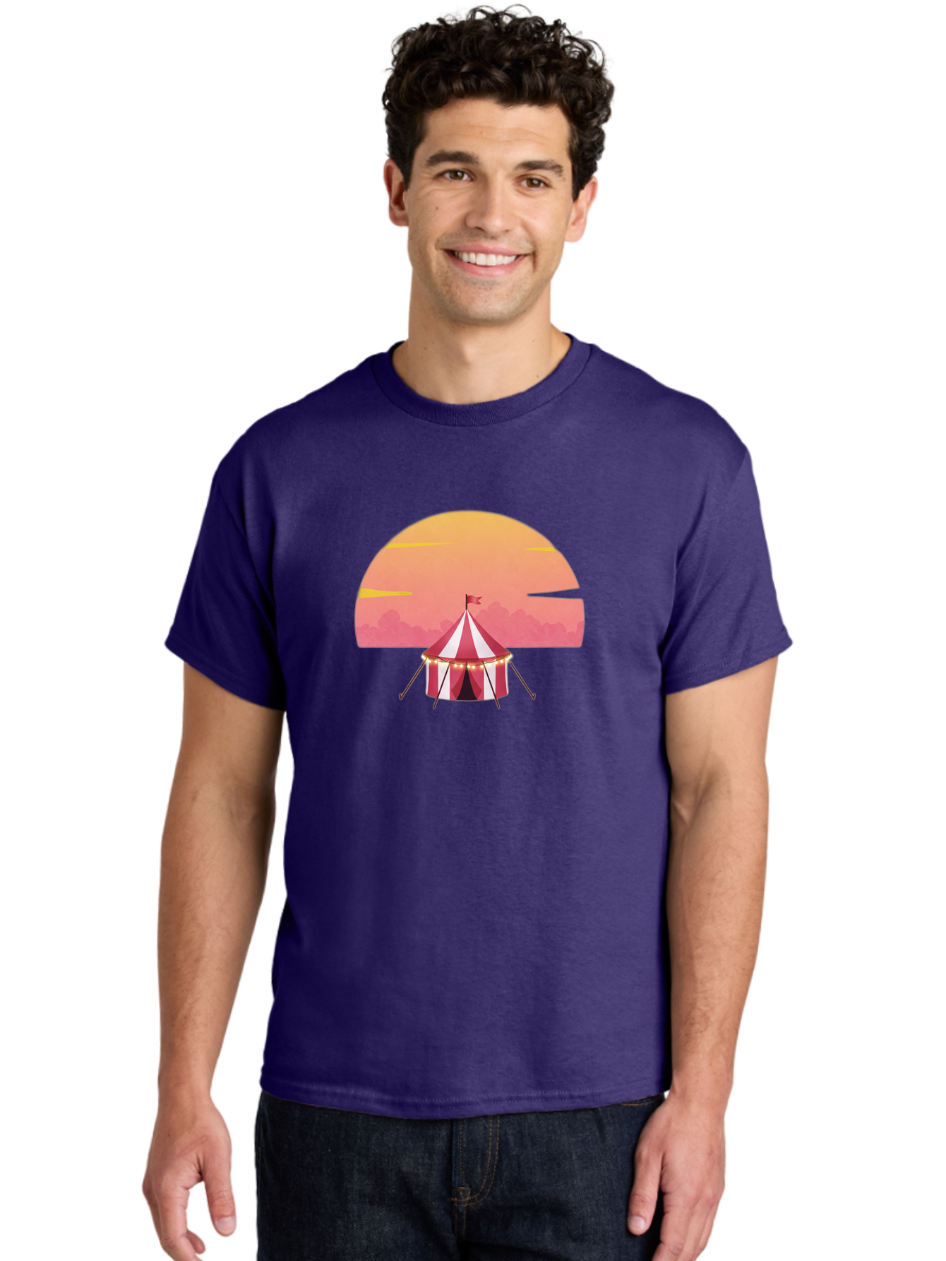 Circus-Tent-At-Sunset Men'S Graphic Tee, 100% Cotton, Comfortable Casual Summer Wear, Machine Washable, Vintage Camera, Old Camera, Antique Camera, Black Camera, Classic Photography, Photography Equipment, Nostalgic Device, Film Camera, Baj403