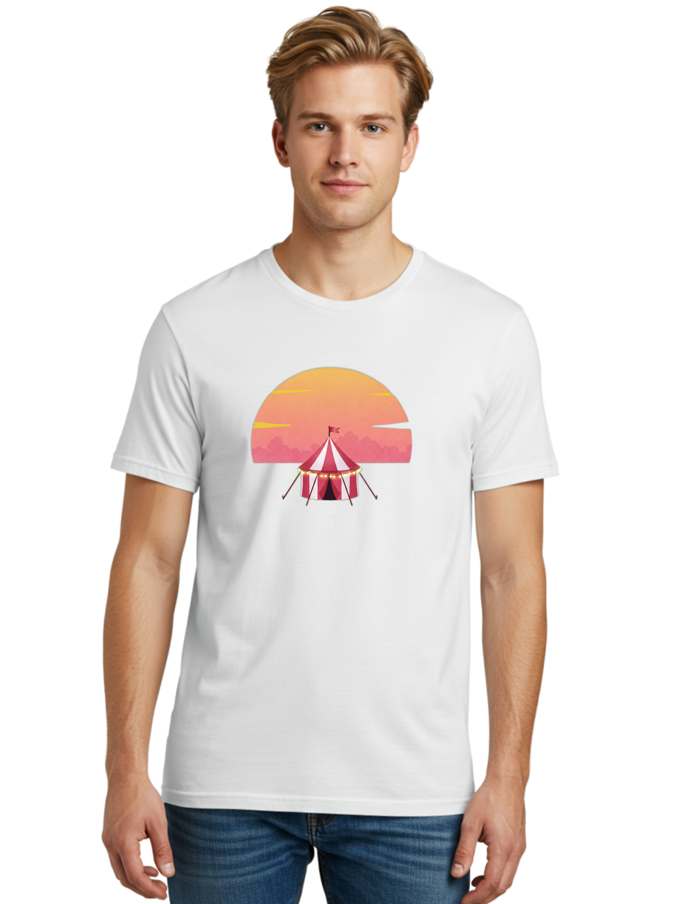 Circus-Tent-At-Sunset Men'S Graphic Tee, 100% Cotton, Comfortable Casual Summer Wear, Machine Washable, Vintage Camera, Old Camera, Antique Camera, Black Camera, Classic Photography, Photography Equipment, Nostalgic Device, Film Camera, Baj403