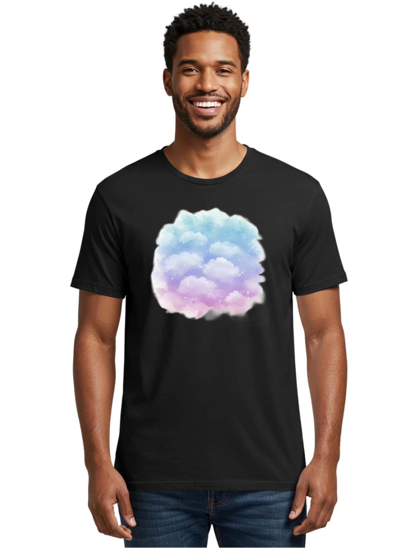 Clouds-1 Men'S Graphic Tee, 100% Cotton, Comfortable Casual Summer Wear, Machine Washable, Vintage Camera, Old Camera, Antique Camera, Black Camera, Classic Photography, Photography Equipment, Nostalgic Device, Film Camera, Camera Art Baj410
