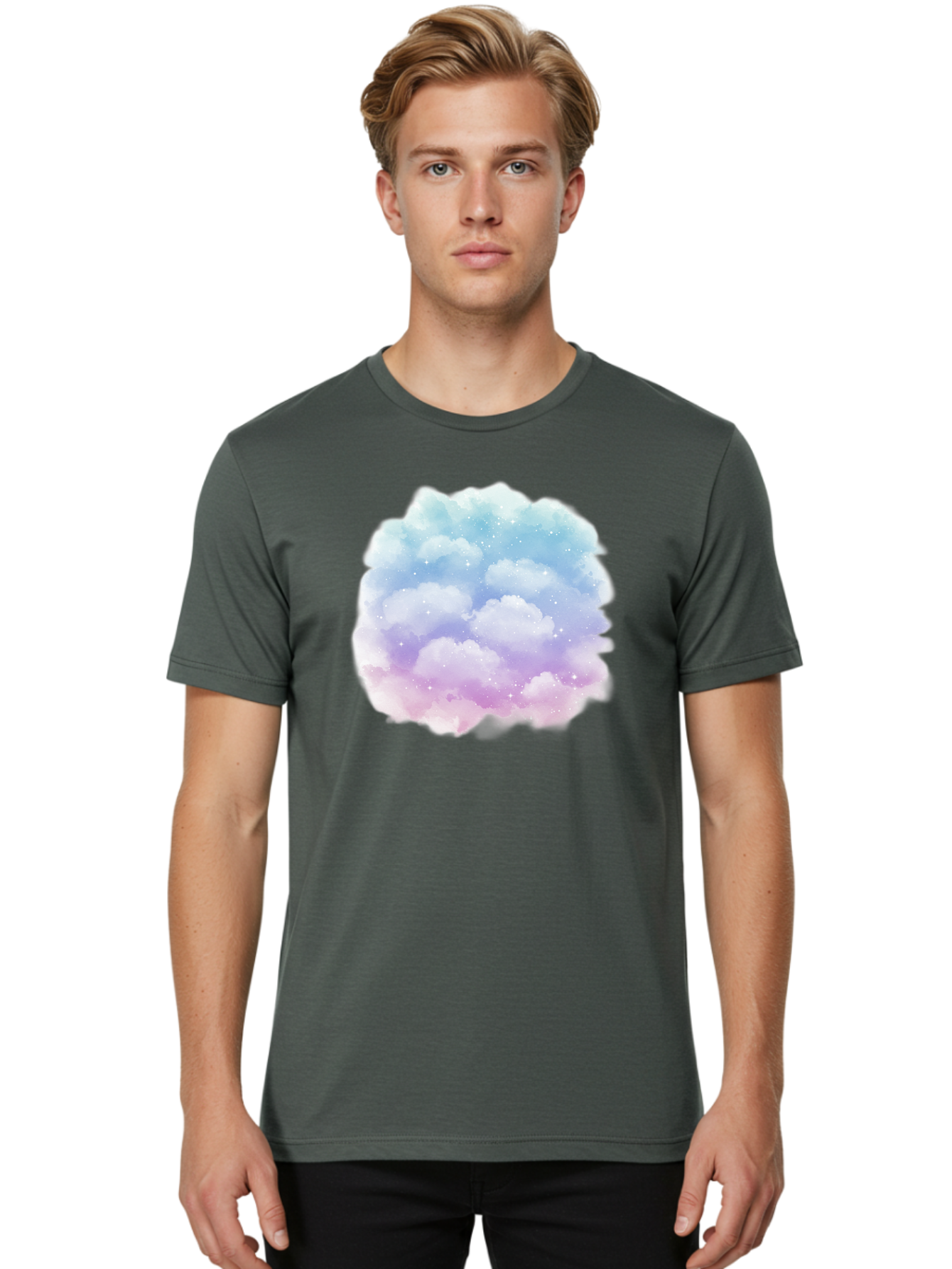 Clouds-1 Men'S Graphic Tee, 100% Cotton, Comfortable Casual Summer Wear, Machine Washable, Vintage Camera, Old Camera, Antique Camera, Black Camera, Classic Photography, Photography Equipment, Nostalgic Device, Film Camera, Camera Art Baj410