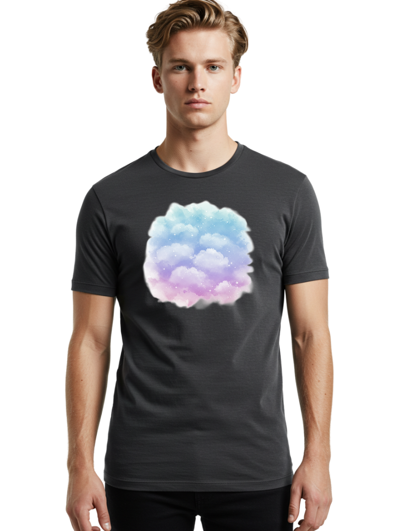 Clouds-1 Men'S Graphic Tee, 100% Cotton, Comfortable Casual Summer Wear, Machine Washable, Vintage Camera, Old Camera, Antique Camera, Black Camera, Classic Photography, Photography Equipment, Nostalgic Device, Film Camera, Camera Art Baj410