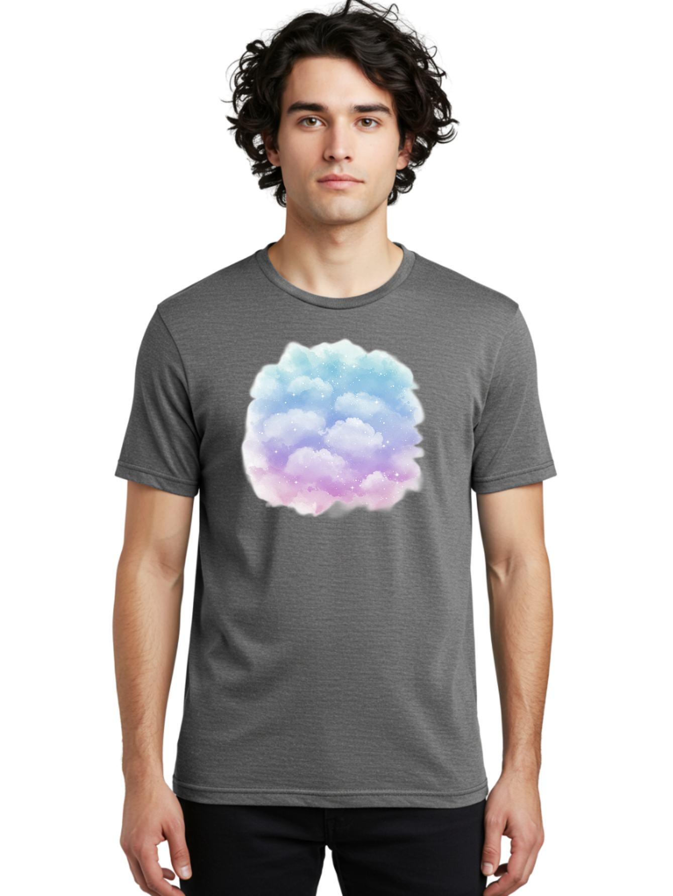 Clouds-1 Men'S Graphic Tee, 100% Cotton, Comfortable Casual Summer Wear, Machine Washable, Vintage Camera, Old Camera, Antique Camera, Black Camera, Classic Photography, Photography Equipment, Nostalgic Device, Film Camera, Camera Art Baj410