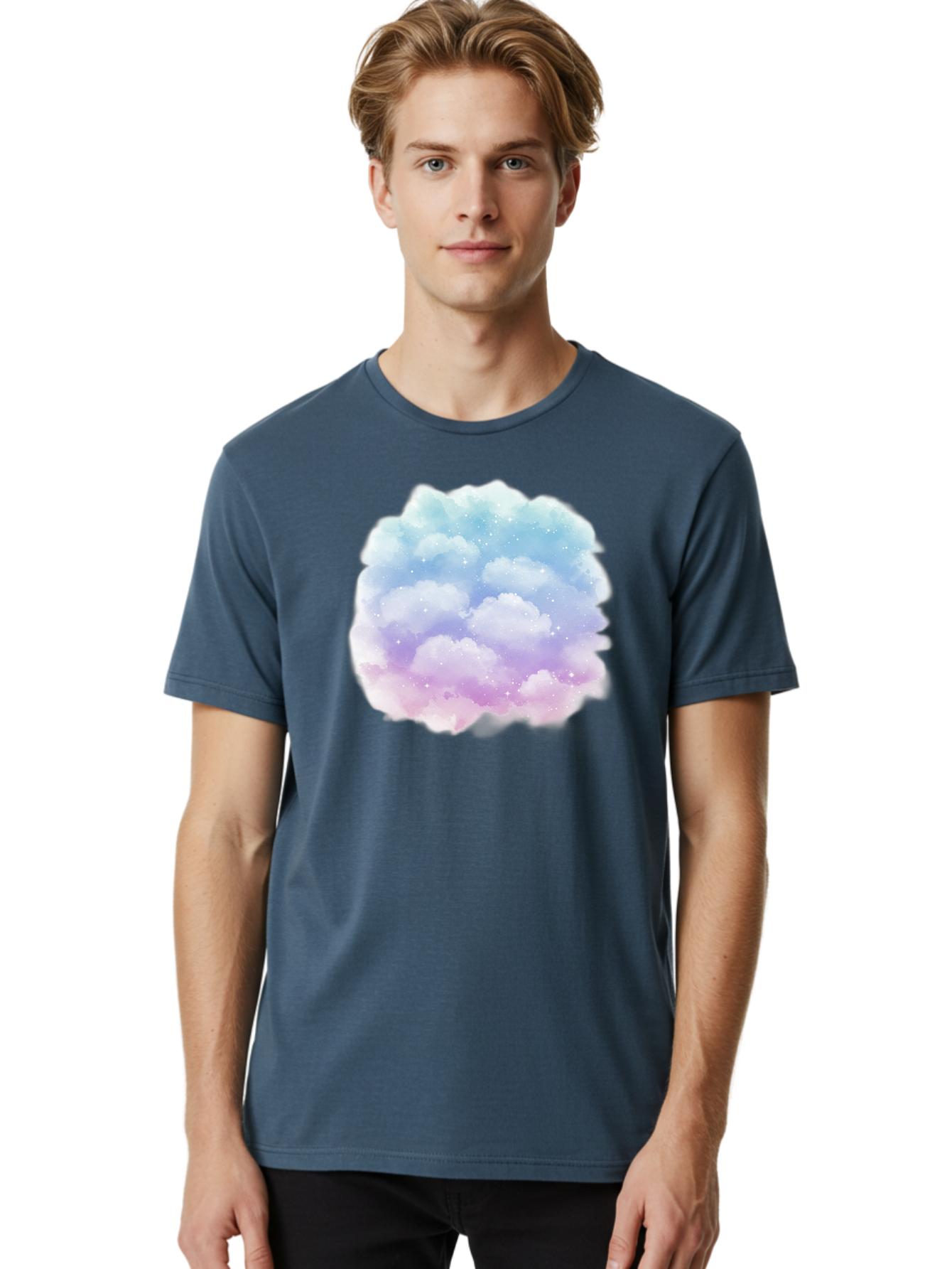 Clouds-1 Men'S Graphic Tee, 100% Cotton, Comfortable Casual Summer Wear, Machine Washable, Vintage Camera, Old Camera, Antique Camera, Black Camera, Classic Photography, Photography Equipment, Nostalgic Device, Film Camera, Camera Art Baj410