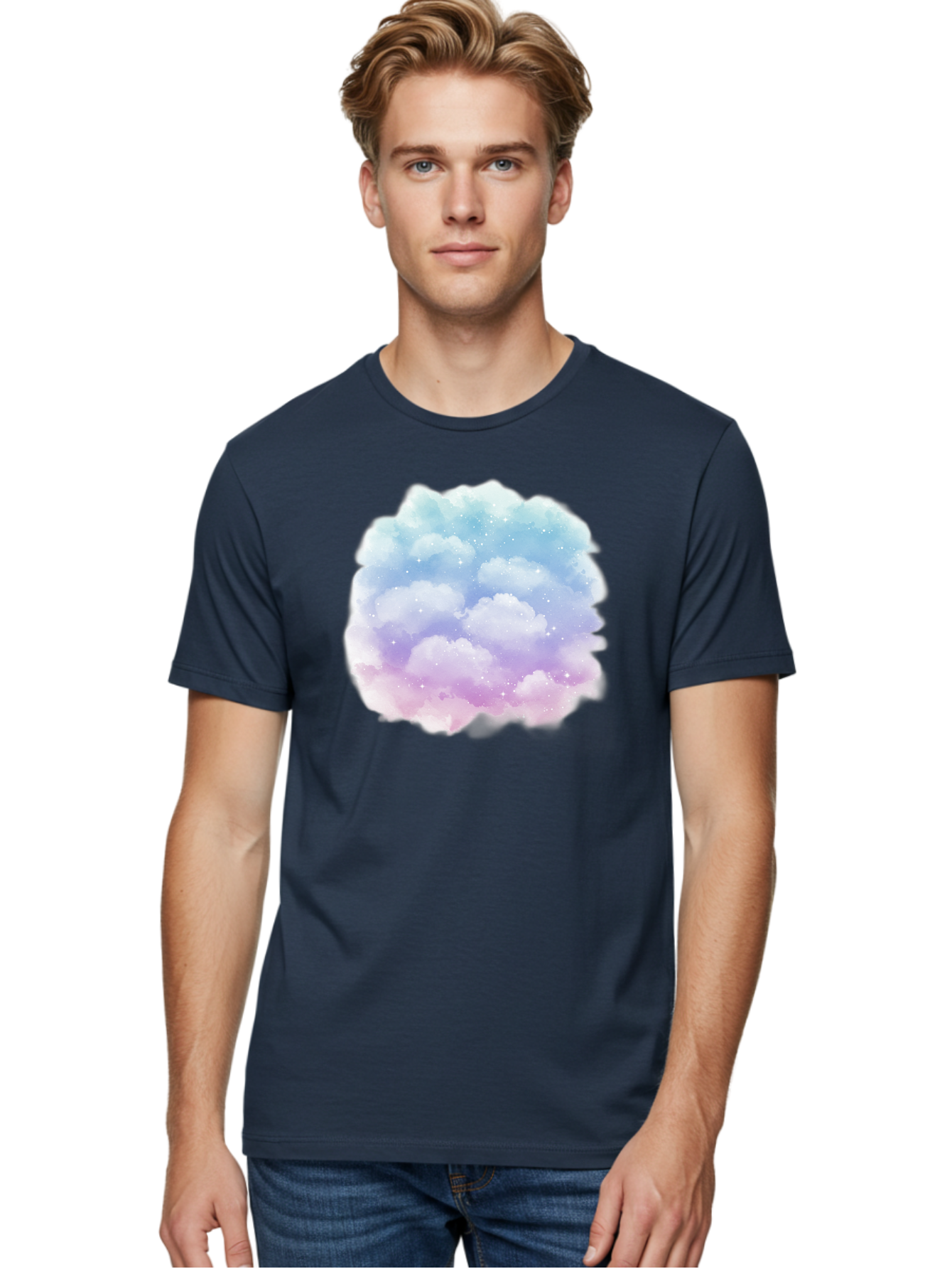 Clouds-1 Men'S Graphic Tee, 100% Cotton, Comfortable Casual Summer Wear, Machine Washable, Vintage Camera, Old Camera, Antique Camera, Black Camera, Classic Photography, Photography Equipment, Nostalgic Device, Film Camera, Camera Art Baj410
