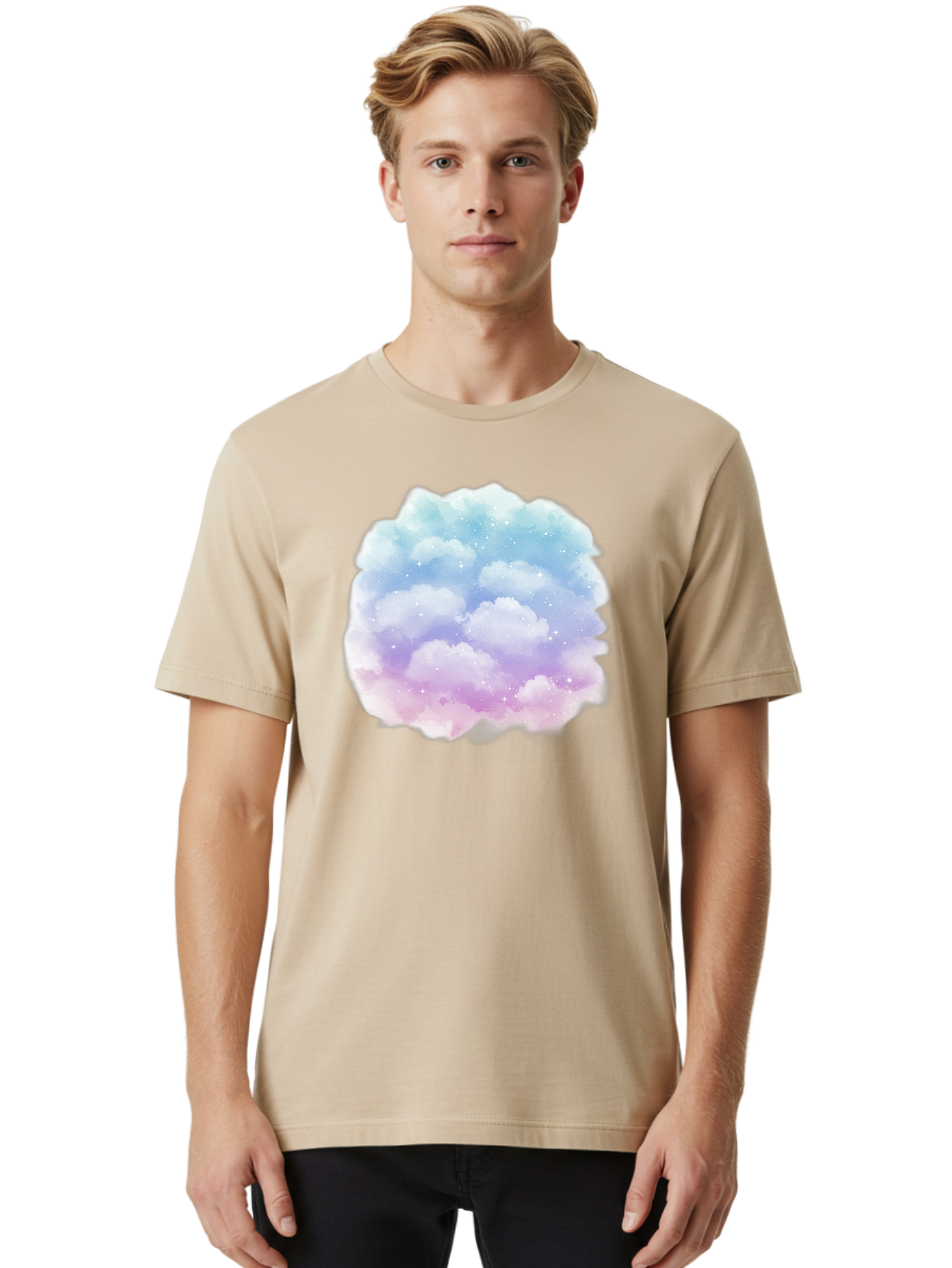 Clouds-1 Men'S Graphic Tee, 100% Cotton, Comfortable Casual Summer Wear, Machine Washable, Vintage Camera, Old Camera, Antique Camera, Black Camera, Classic Photography, Photography Equipment, Nostalgic Device, Film Camera, Camera Art Baj410