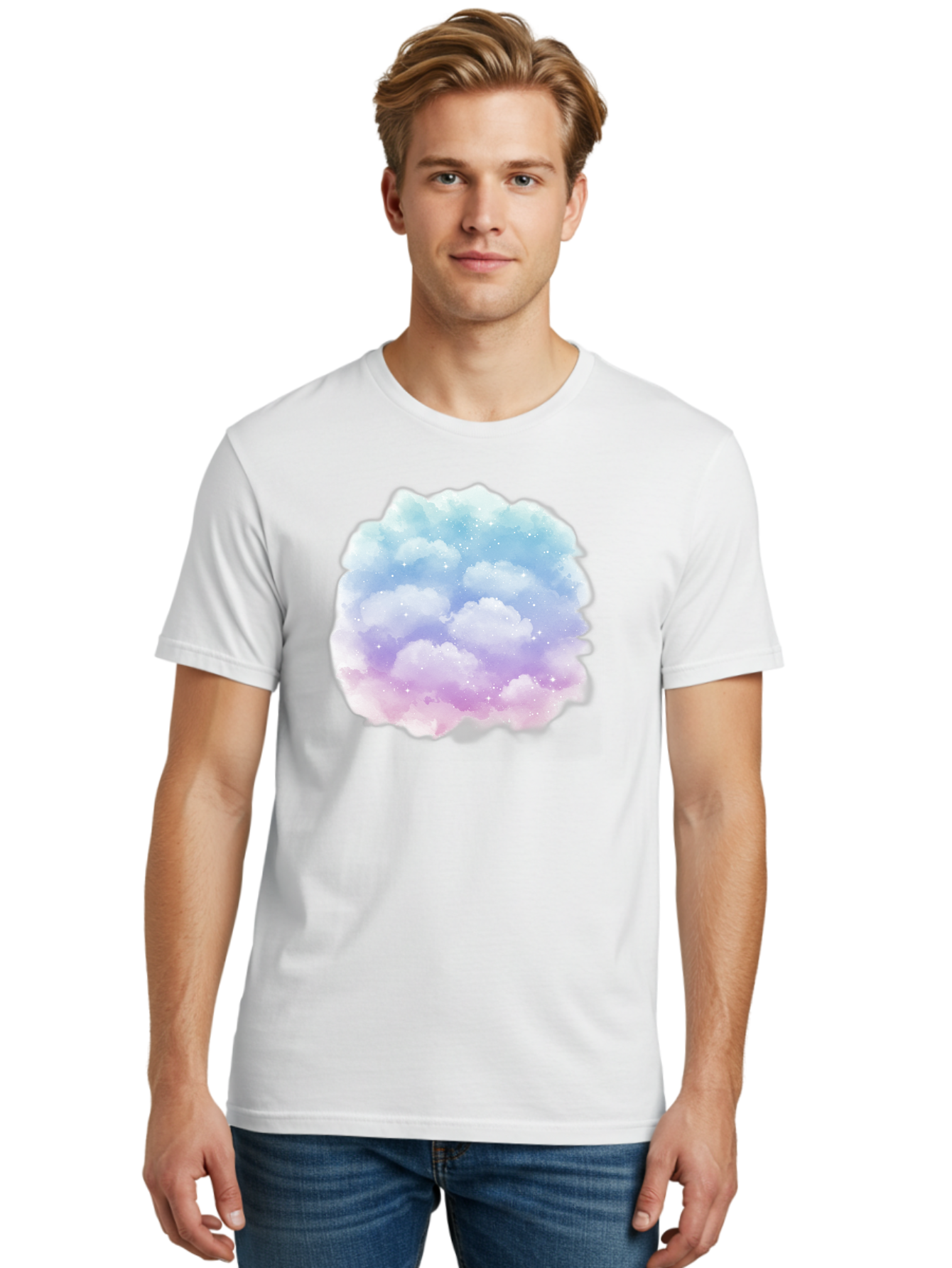Clouds-1 Men'S Graphic Tee, 100% Cotton, Comfortable Casual Summer Wear, Machine Washable, Vintage Camera, Old Camera, Antique Camera, Black Camera, Classic Photography, Photography Equipment, Nostalgic Device, Film Camera, Camera Art Baj410