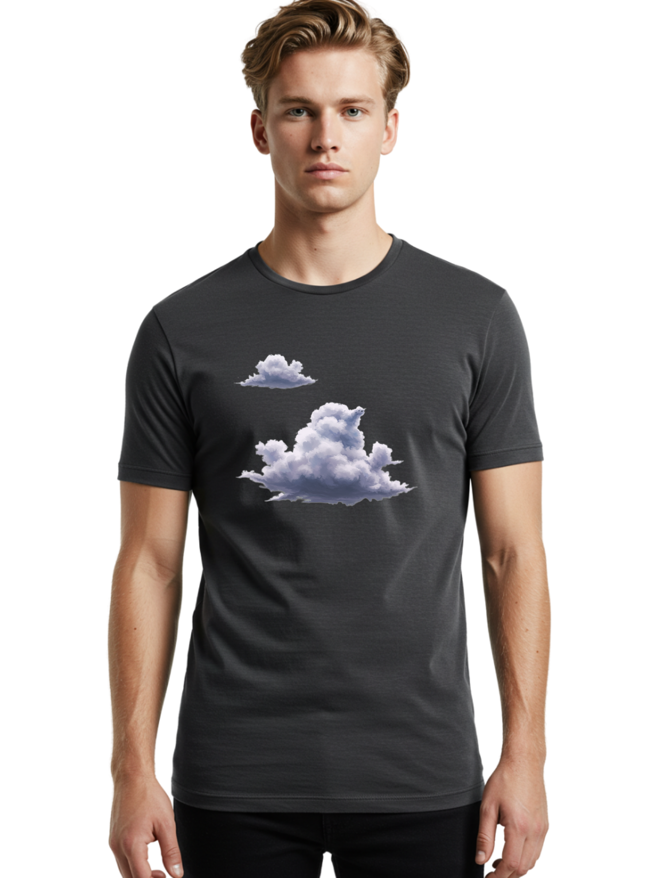 Clouds Men'S Graphic Tee, 100% Cotton, Comfortable Casual Summer Wear, Machine Washable, Vintage Camera, Old Camera, Antique Camera, Black Camera, Classic Photography, Photography Equipment, Nostalgic Device, Film Camera, Camera Art Baj411