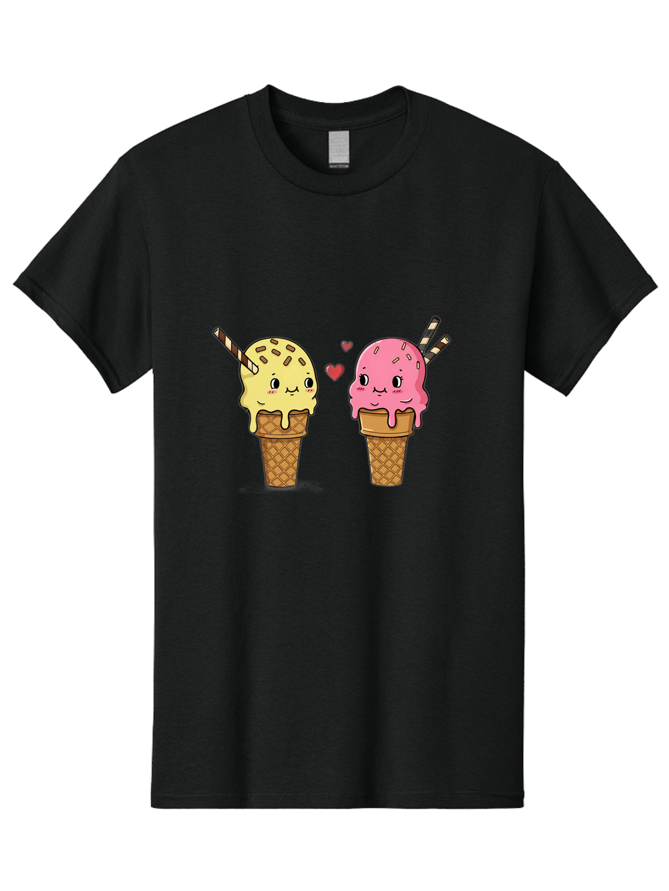 Couple-Ice-Cream Men'S Graphic Tee, 100% Cotton, Comfortable Casual Summer Wear, Machine Washable, Vintage Camera, Old Camera, Antique Camera, Black Camera, Classic Photography, Photography Equipment, Nostalgic Device, Film Camera, Camera Art Baj417