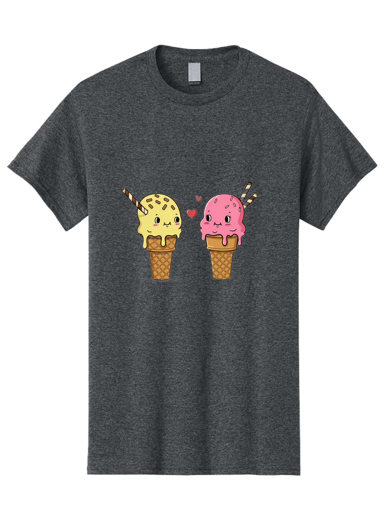 Couple-Ice-Cream Men'S Graphic Tee, 100% Cotton, Comfortable Casual Summer Wear, Machine Washable, Vintage Camera, Old Camera, Antique Camera, Black Camera, Classic Photography, Photography Equipment, Nostalgic Device, Film Camera, Camera Art Baj417