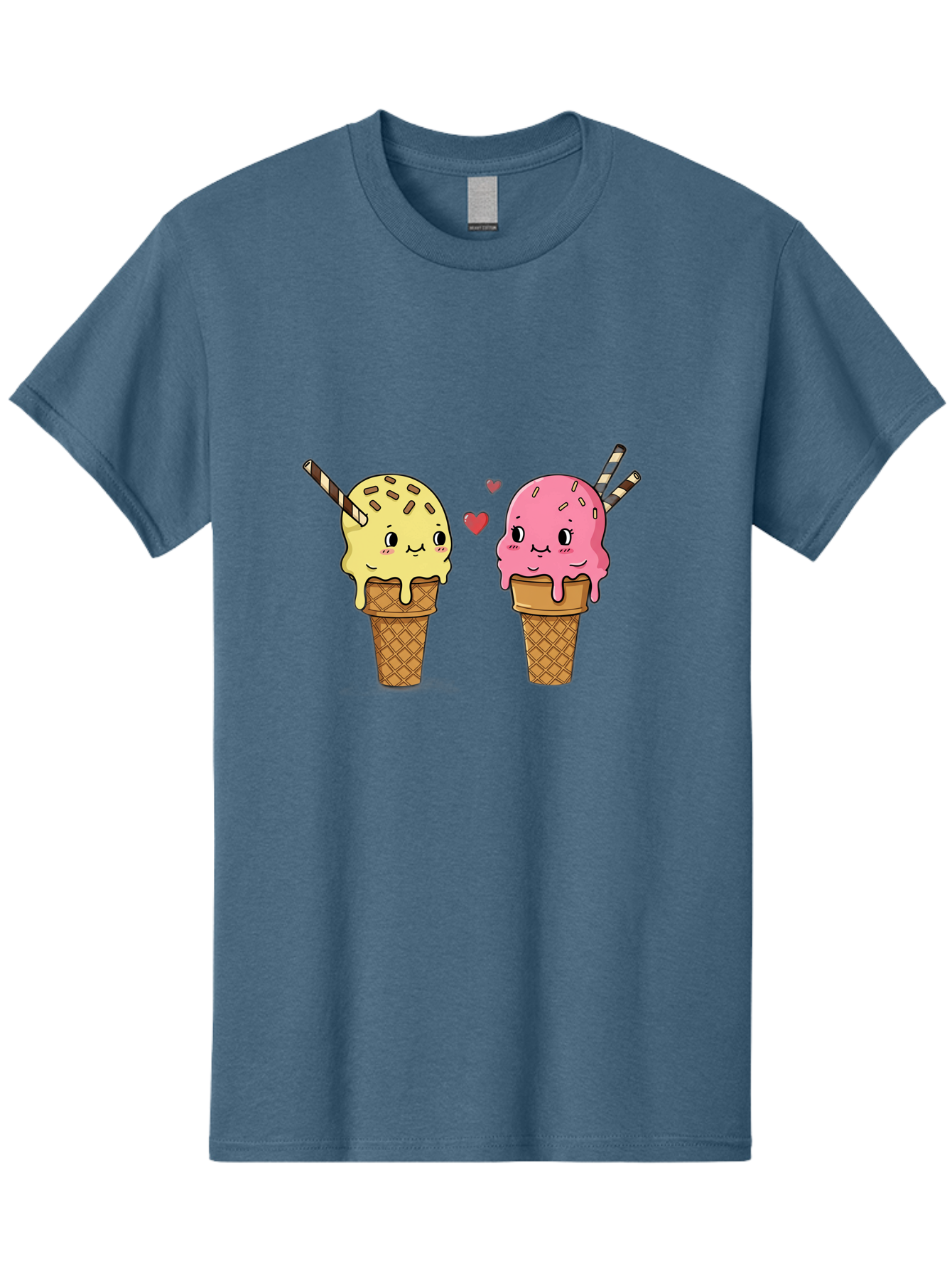 Couple-Ice-Cream Men'S Graphic Tee, 100% Cotton, Comfortable Casual Summer Wear, Machine Washable, Vintage Camera, Old Camera, Antique Camera, Black Camera, Classic Photography, Photography Equipment, Nostalgic Device, Film Camera, Camera Art Baj417