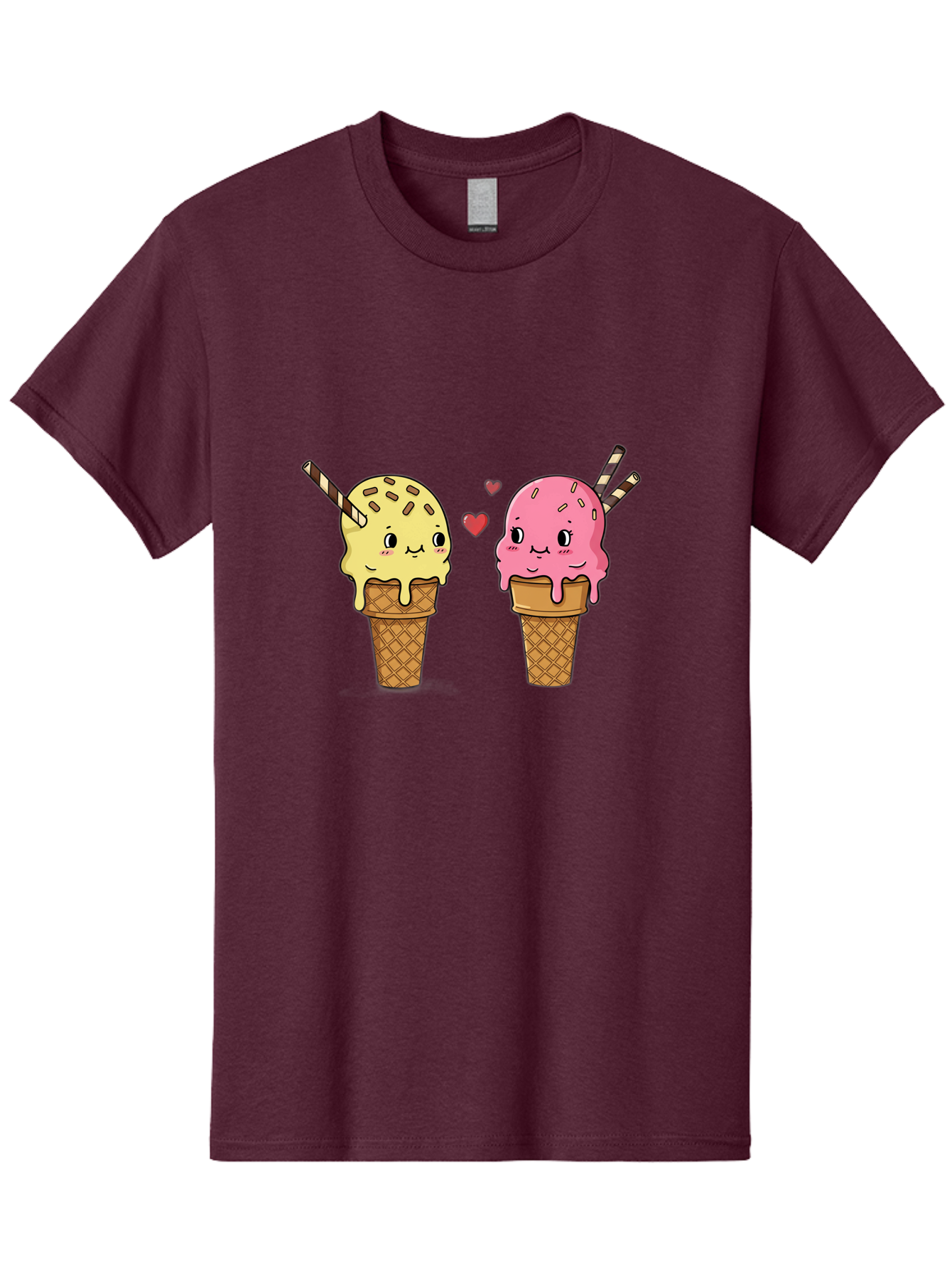 Couple-Ice-Cream Men'S Graphic Tee, 100% Cotton, Comfortable Casual Summer Wear, Machine Washable, Vintage Camera, Old Camera, Antique Camera, Black Camera, Classic Photography, Photography Equipment, Nostalgic Device, Film Camera, Camera Art Baj417
